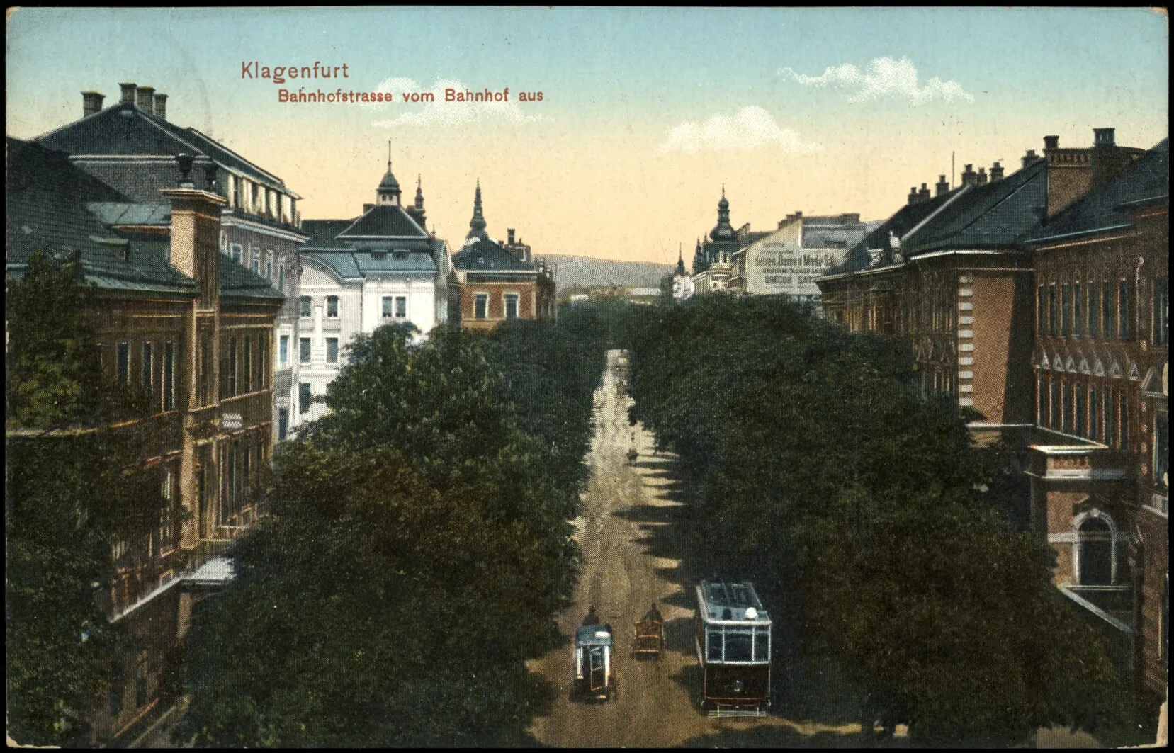 Photo showing: Die Klagenfurter Bahnhofstraße mit Straßenbahn (1911)