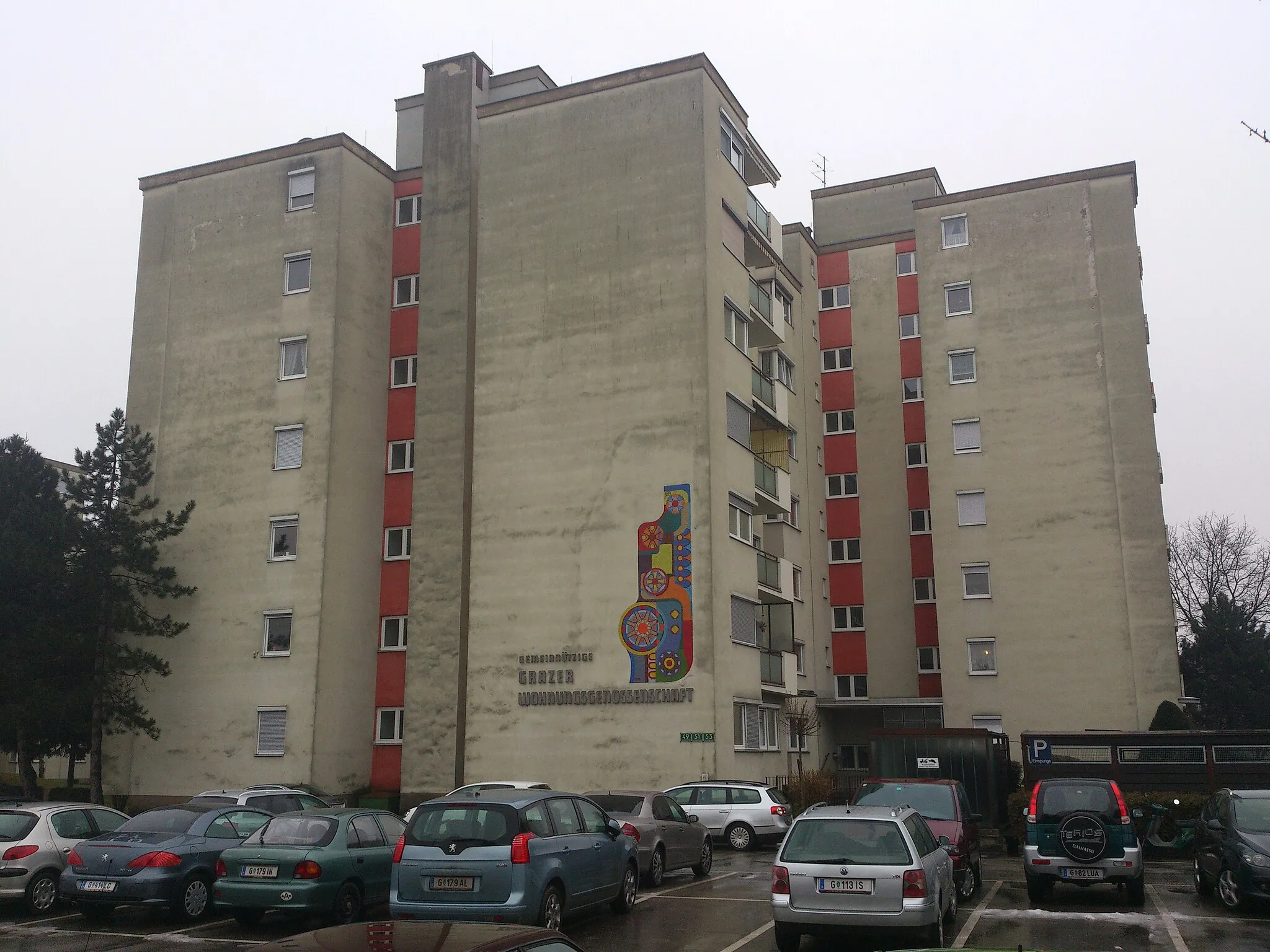 Photo showing: Apartment buildings, Peter-Rosegger-Straße
