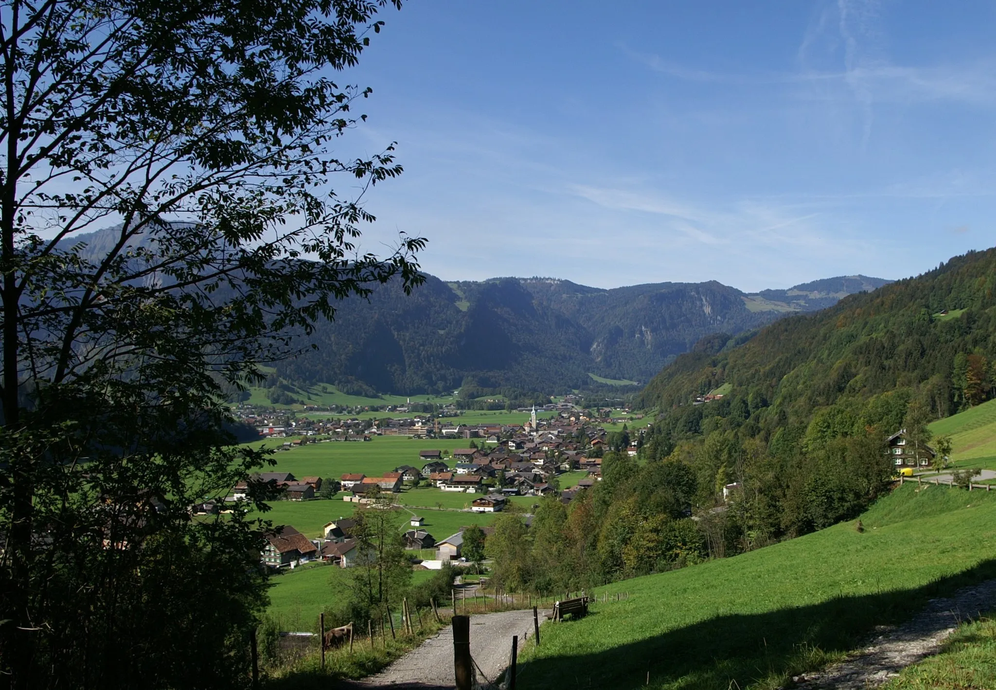 Photo showing: Gemeinde Bezau Blick von der Halde.