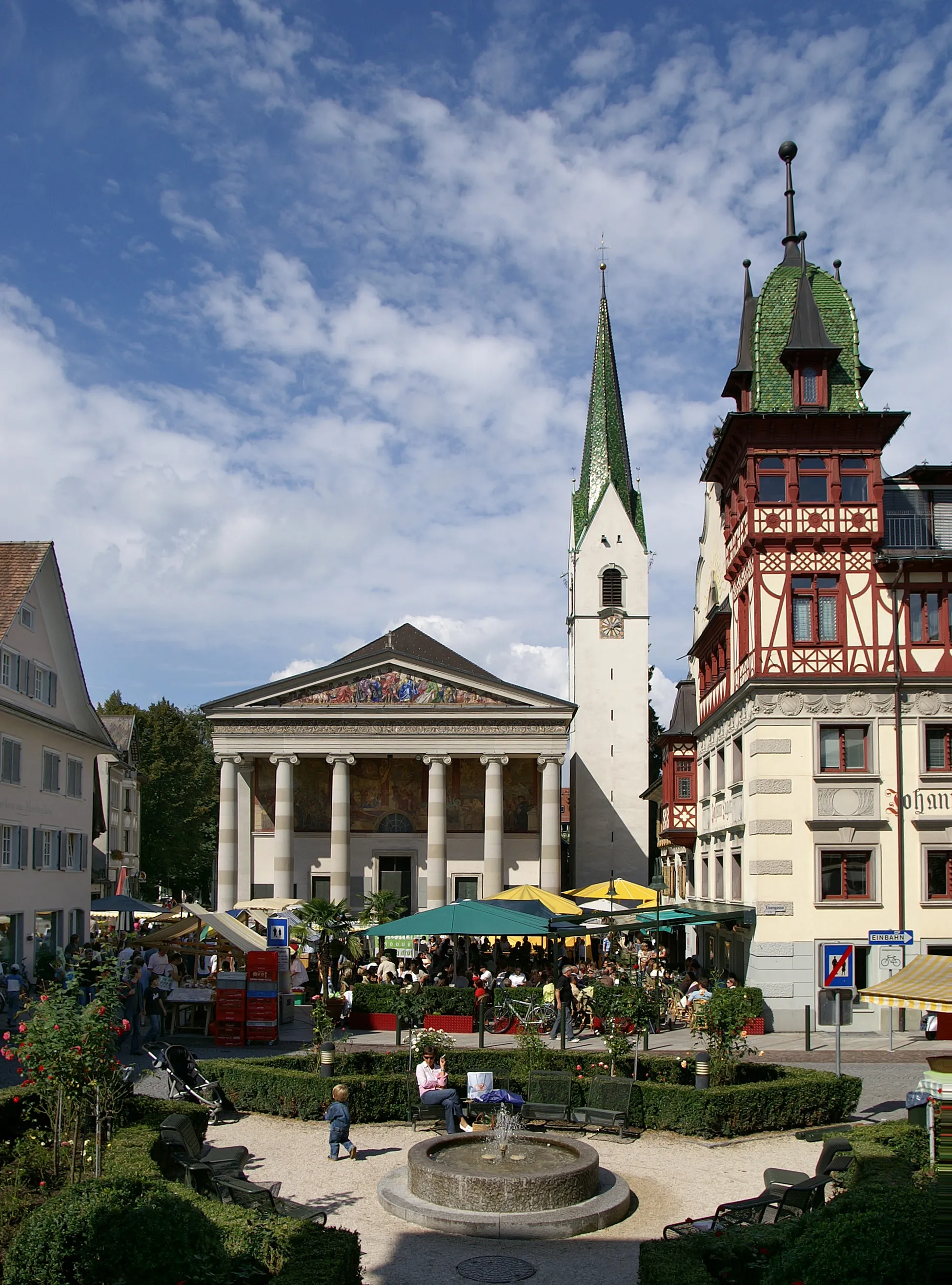 Photo showing: der Marktplatz in Dornbirn mit Johann Luger Haus (Cafe Steinhauser)