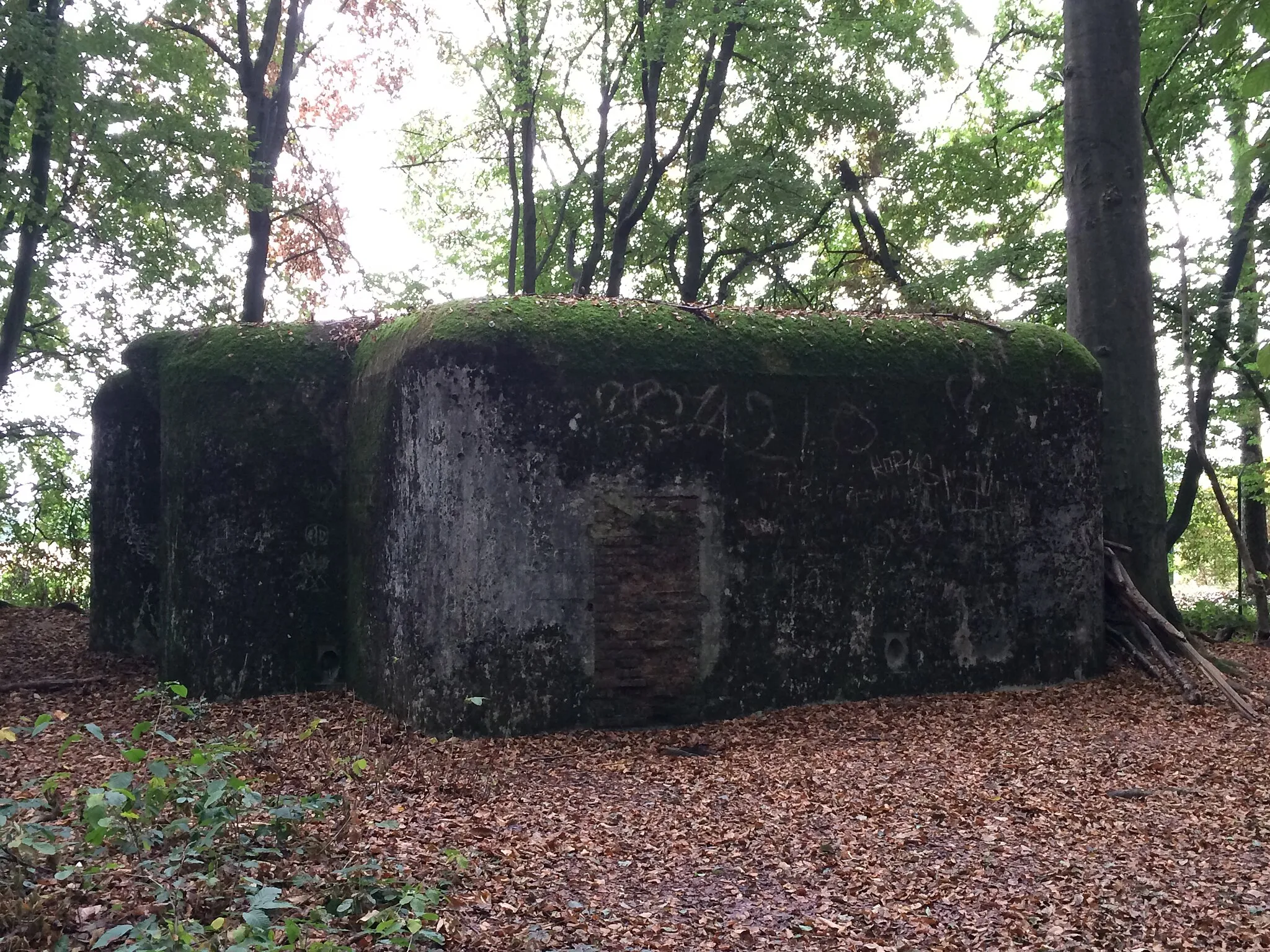 Photo showing: Bunker of the Belgian "K-W line" of fortifications, built in the 1930's near Wavre. The door was walled by the Germans after Belgium's defeat in 1940.