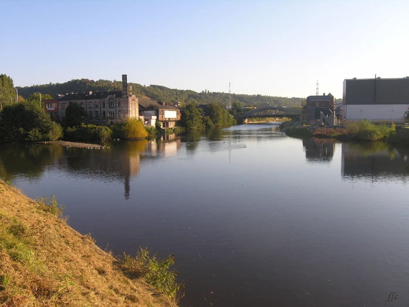 Photo showing: Chênée (Belgium): Confluence of the Vesdre and Ourthe rivers