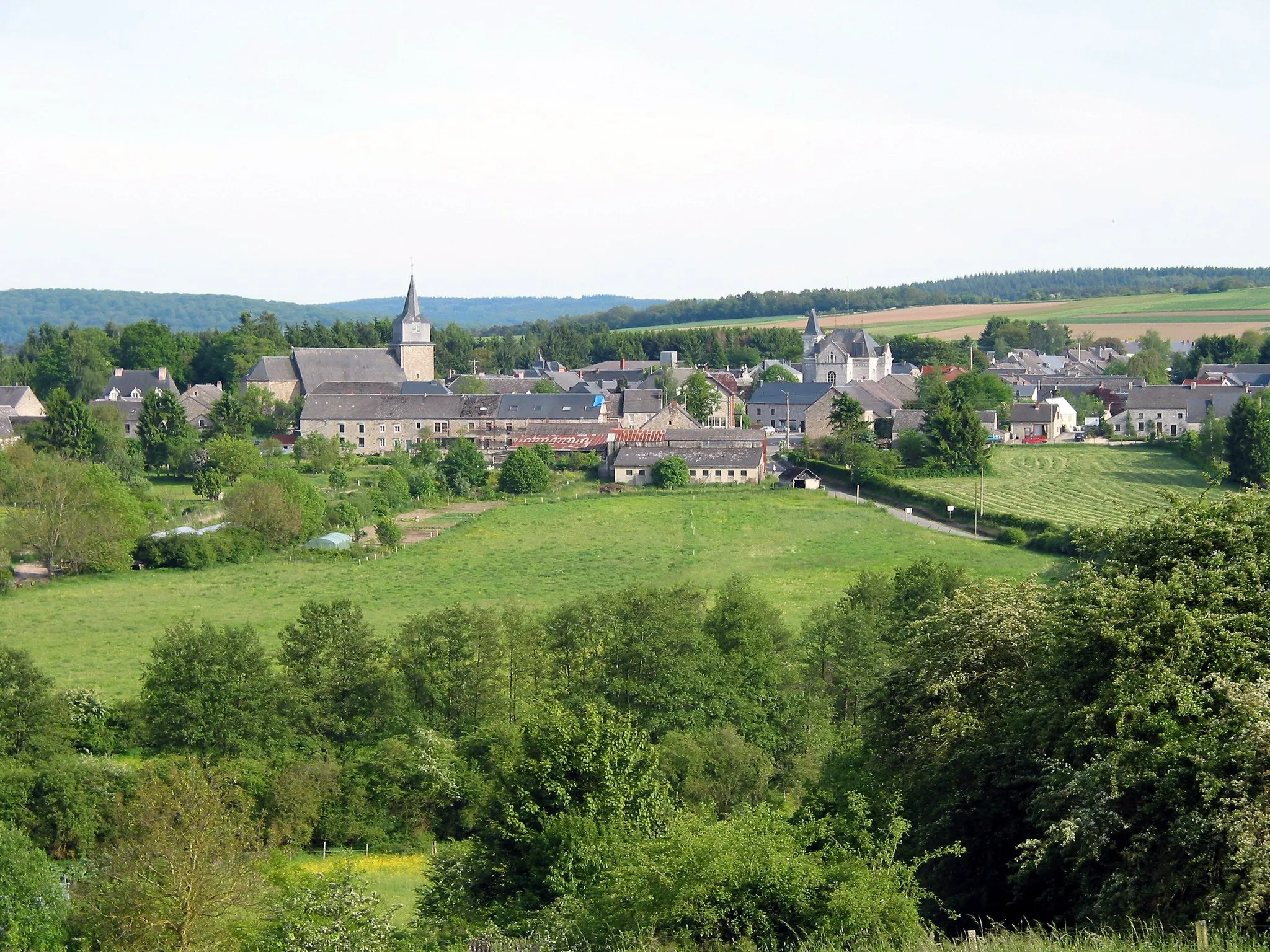 Photo showing: Wellin (Belgium),  the village seen from the Lavaux Sainte-Anne road.