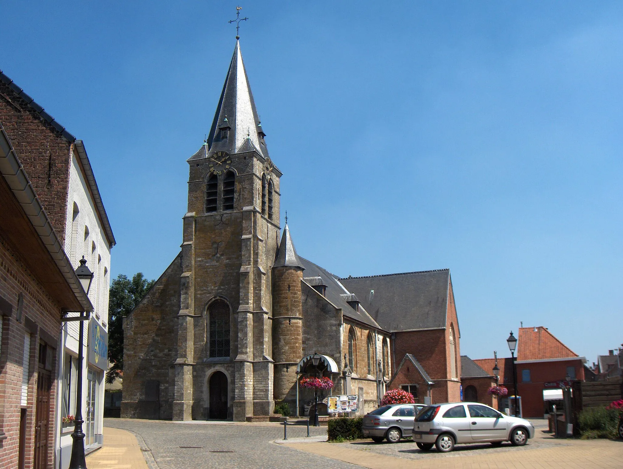 Photo showing: Denderleeuw (Belgien, Prov. Ostflandern), Ortsteil Iddergem, Amandikirche (15. Jh).