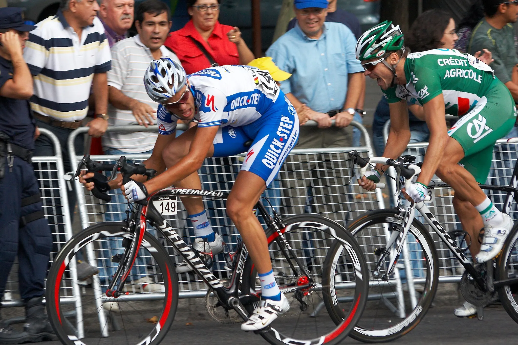 Photo showing: VAN IMPE Kevin (149/BEL) and HUNT Jeremy (73/GBR), 2008 Vuelta a España, Madrid, Spain.