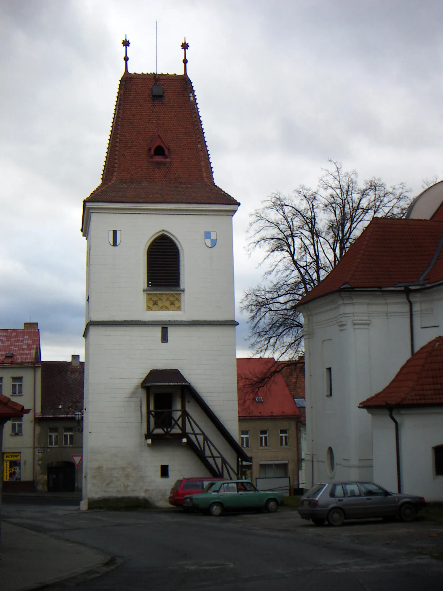 Photo showing: Belfry in Mladá Vožice, Czech Republic