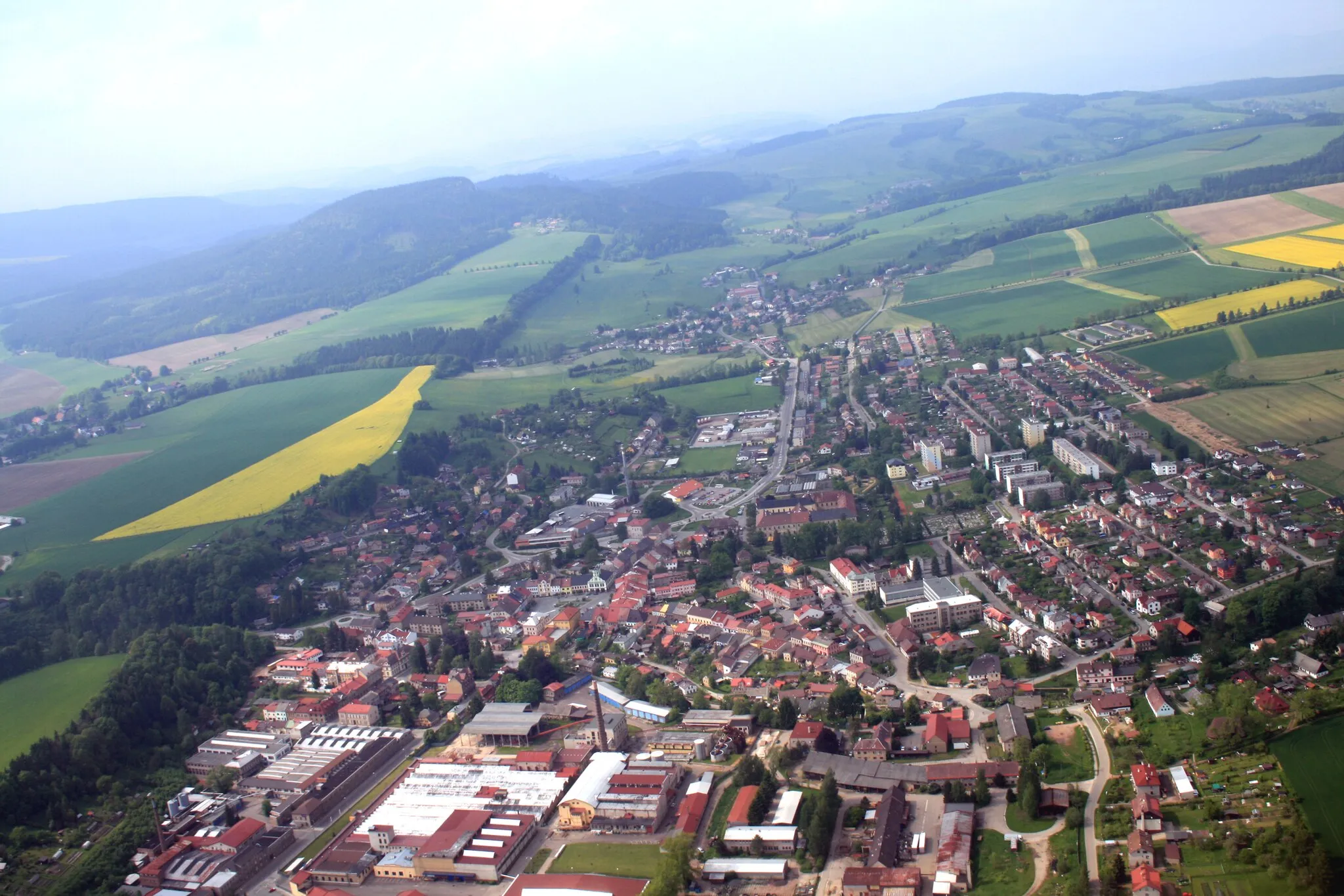 Photo showing: Town Police nad Metují from air, eastern Bohemia, Czech Republic