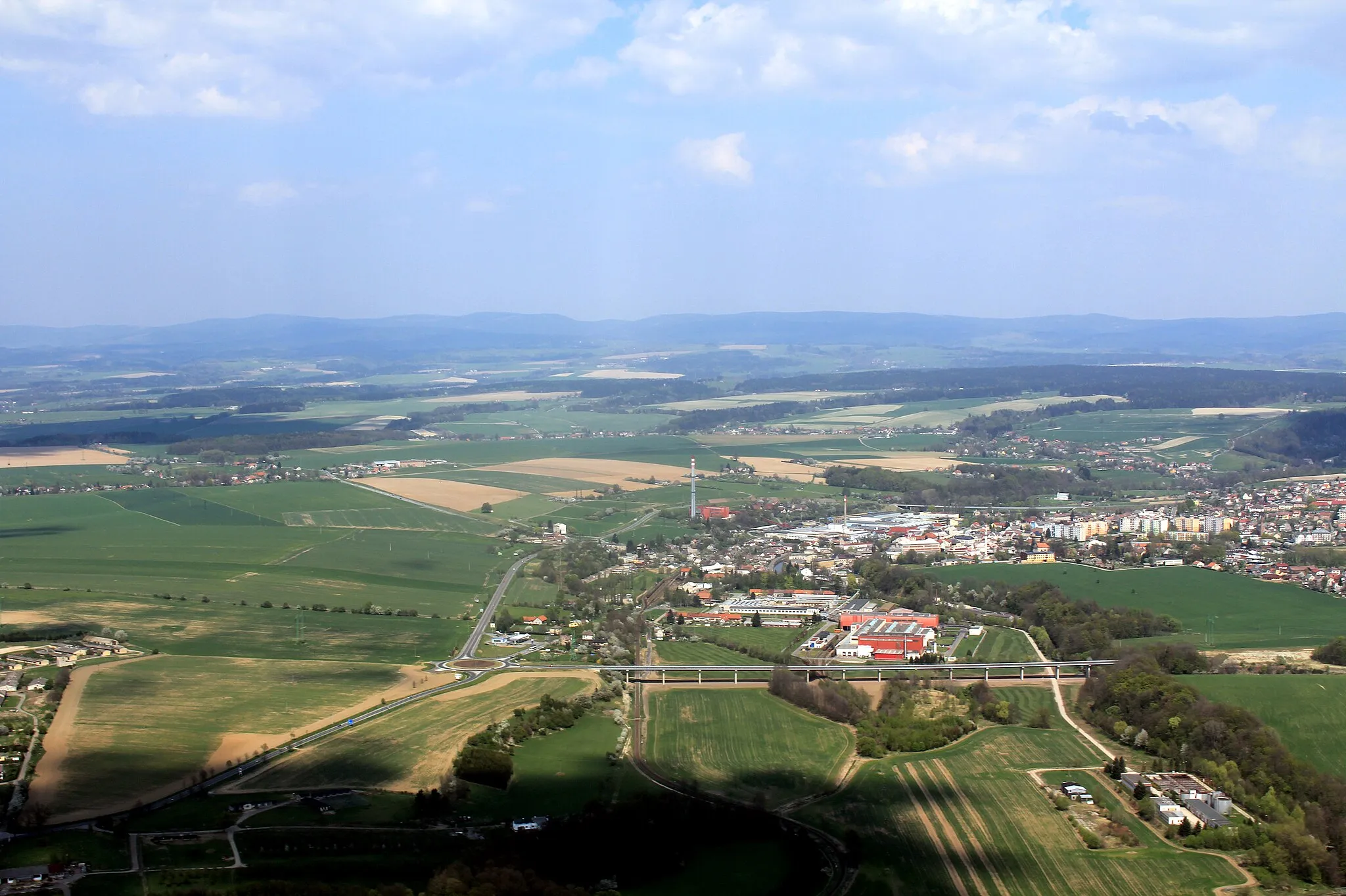 Photo showing: Small town Vamberk from air, eastern Bohemia, Czech Republic