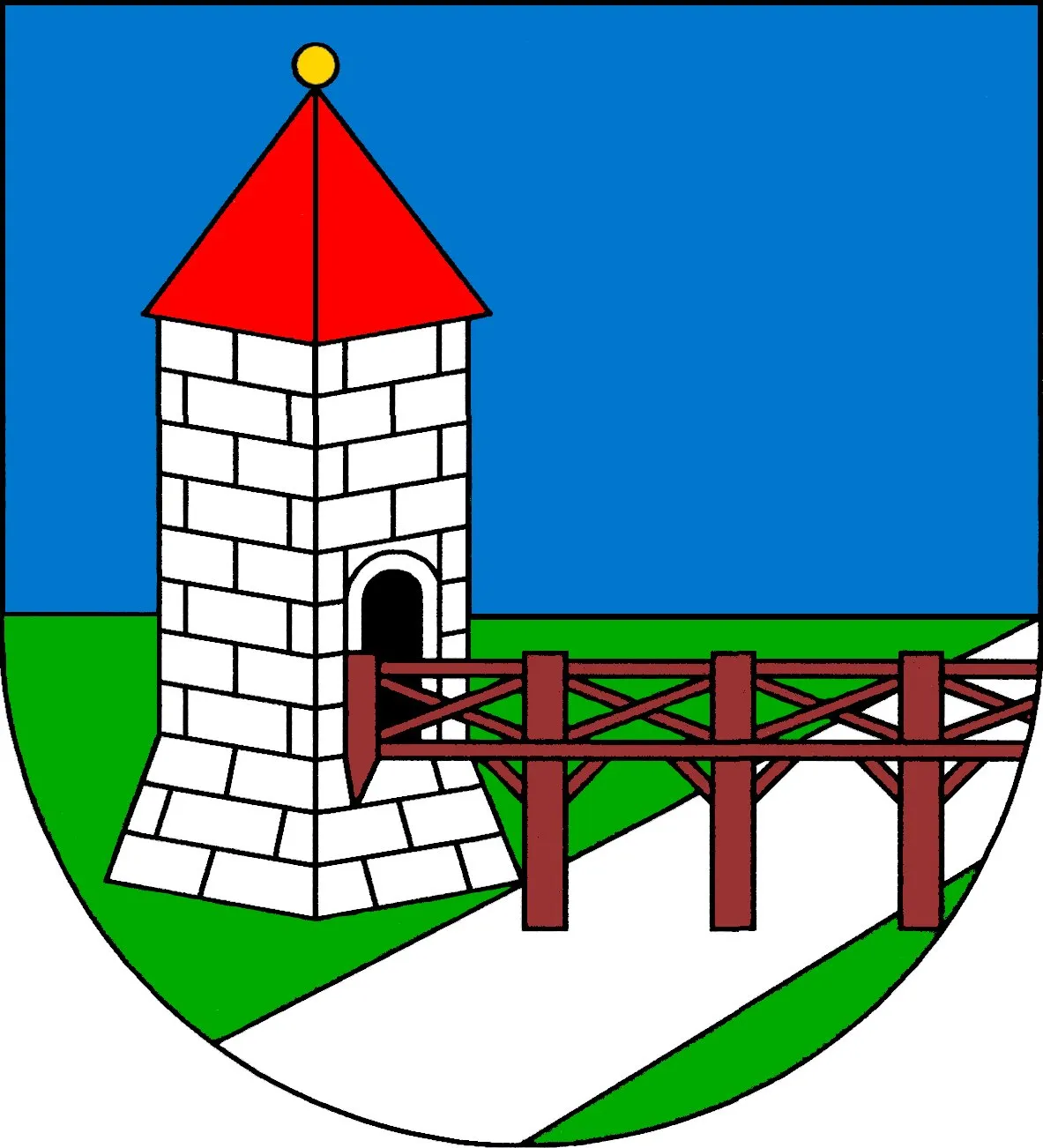 Photo showing: Municipal coat of arms of Týnec nad Labem town, Kolín District, Czech Republic, in version used since 2007.