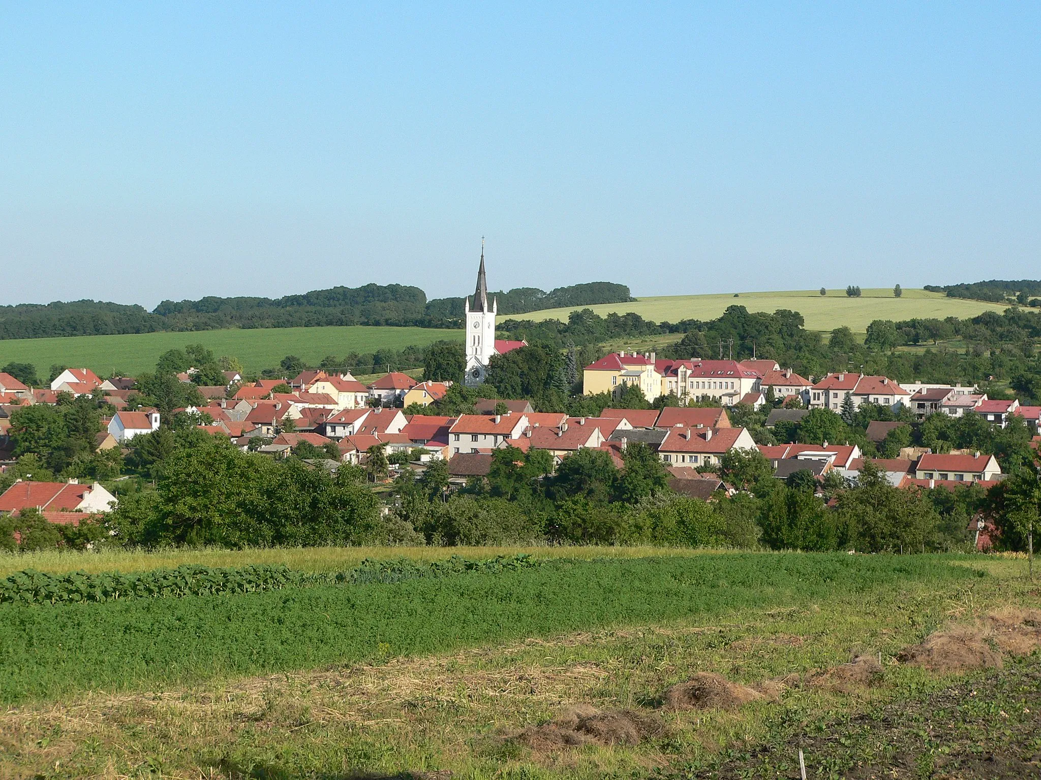 Photo showing: View on the village of Ostrožská Lhota from the north