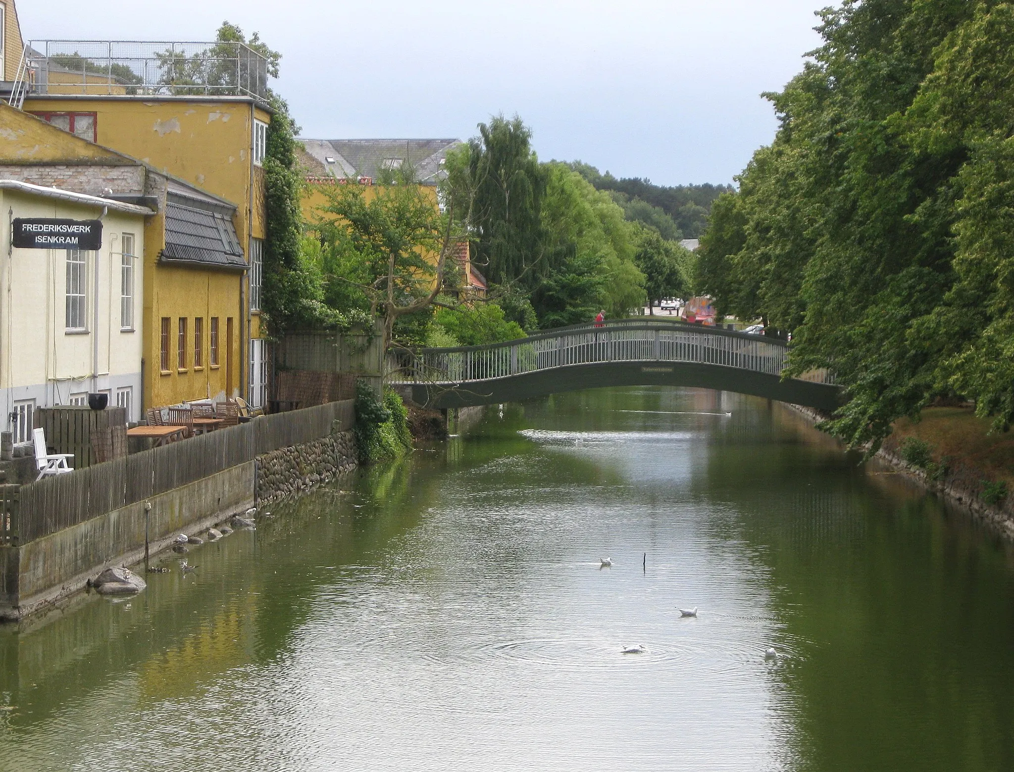 Photo showing: View at the canal in the town "Frederiksværk". The town is located in North Zealand, east Denmark.