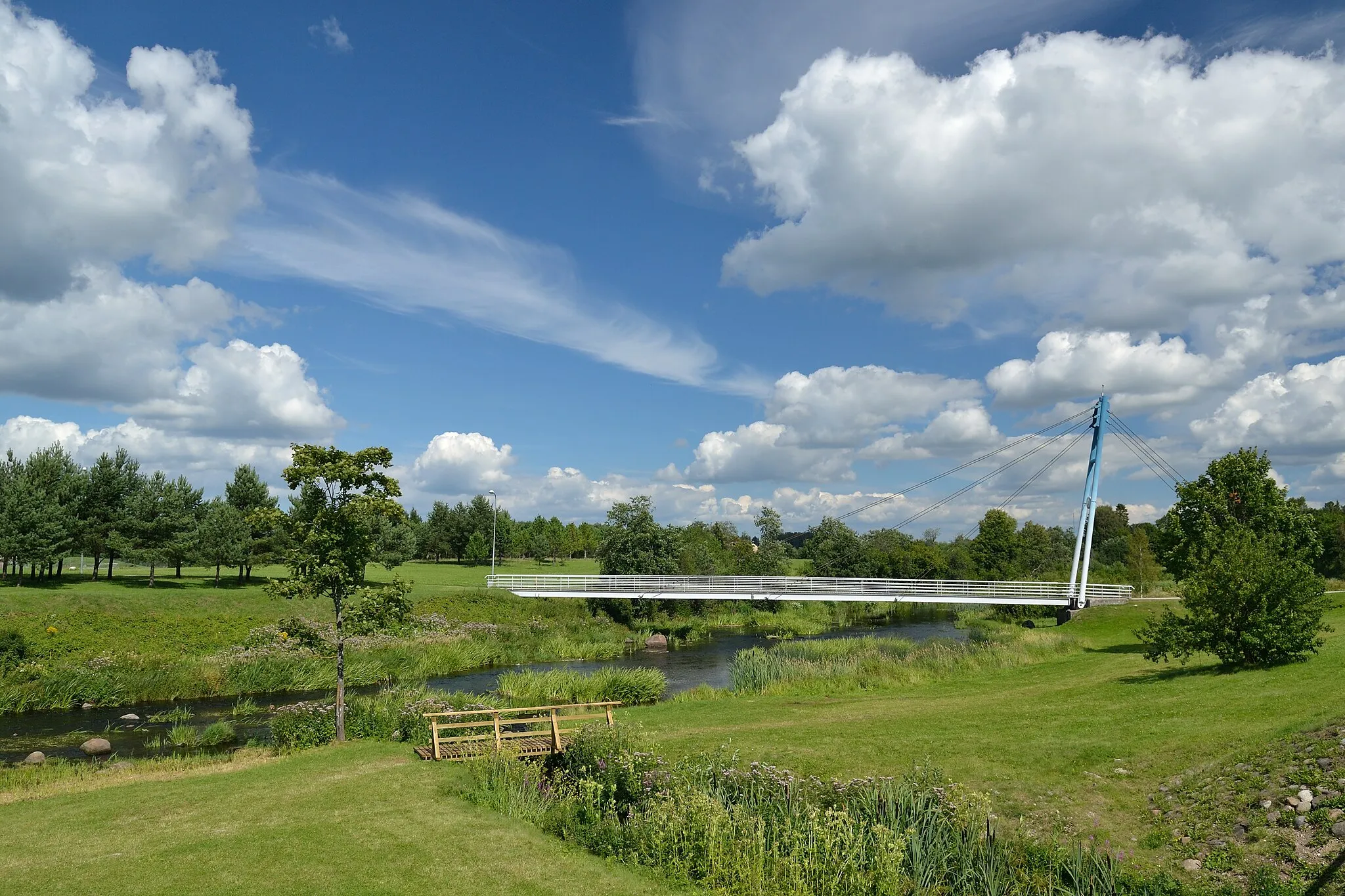 Photo showing: Cable-stayed footbridge in Kohila (over Keila river).