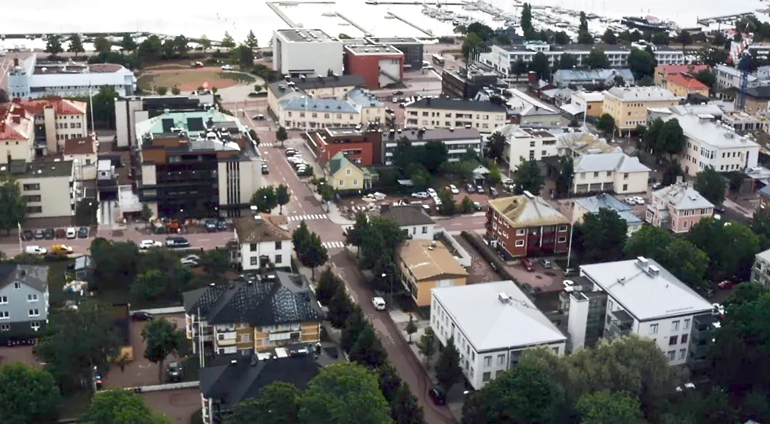 Photo showing: Aerial view of Mariehamn, Åland.
