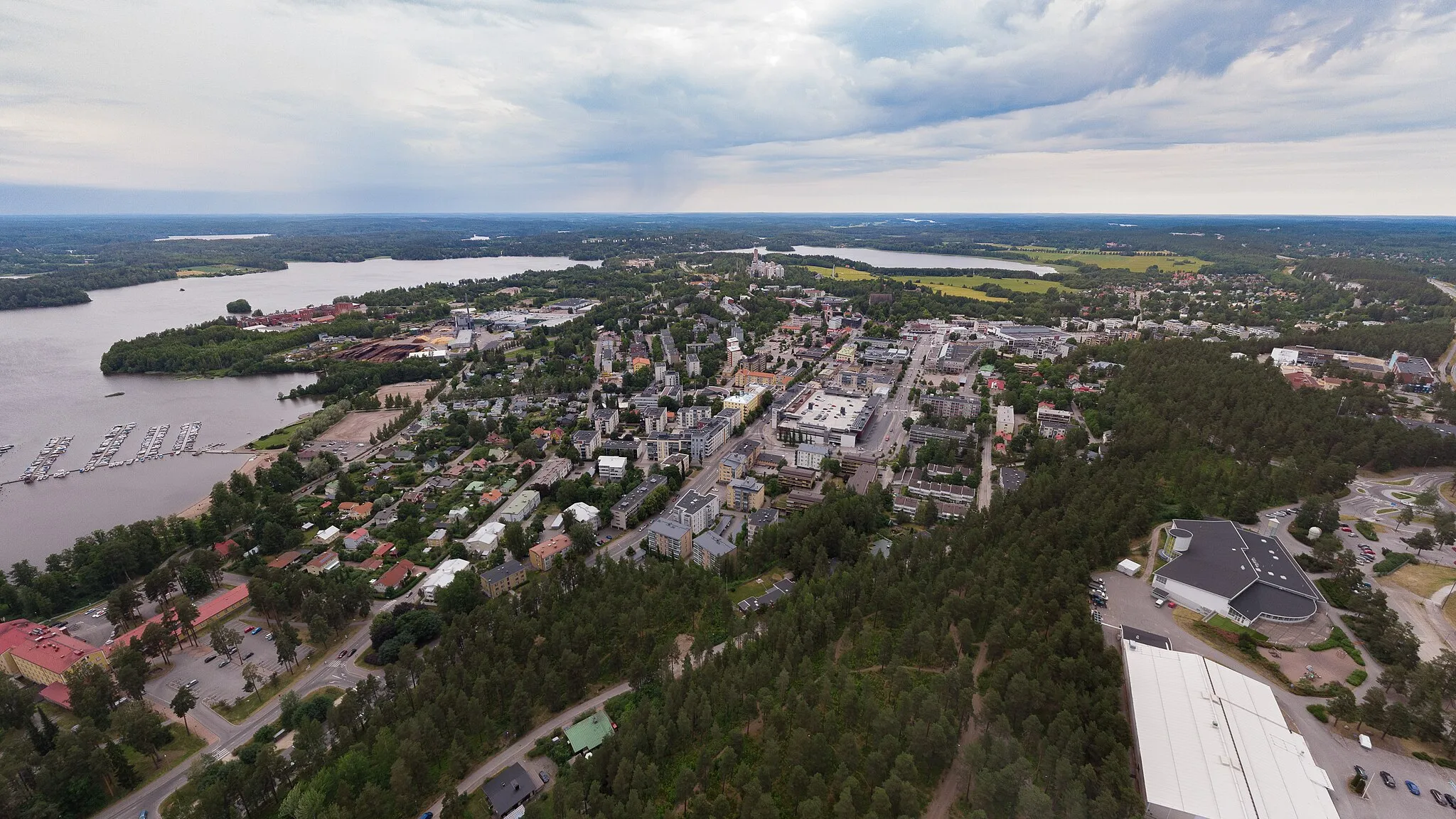 Photo showing: Aerial view of the central district of Lohja, Finland.
