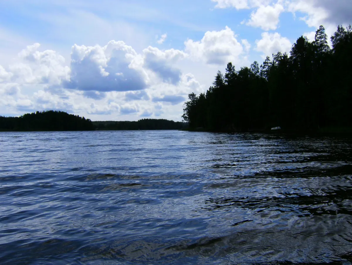 Photo showing: The lake "Poikkipuoliainen" in Vihti, Finland; view to south