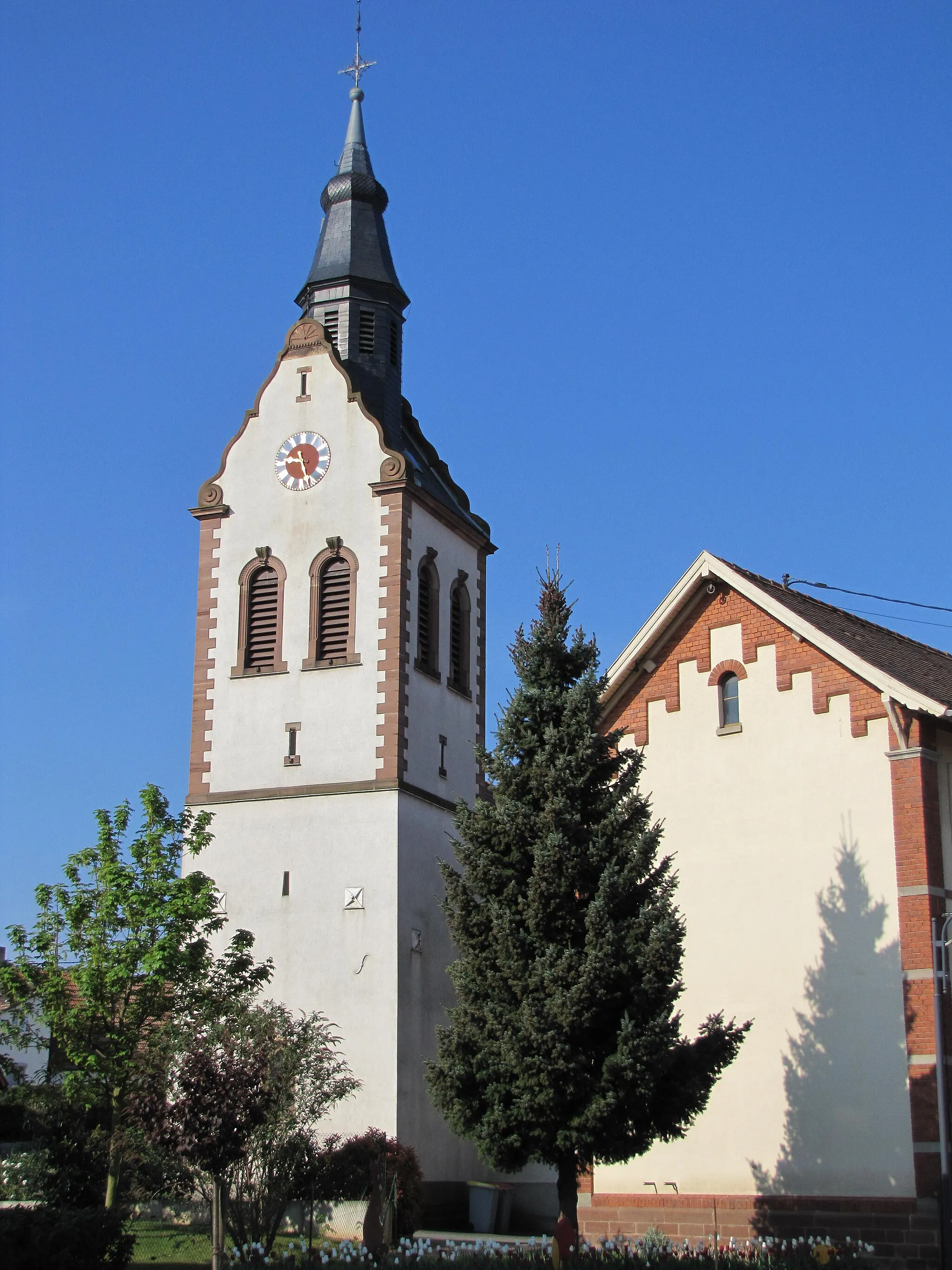 Photo showing: Alsace, Bas-Rhin, Église protestante Saint-Gall d'Ittenheim (IA67007197).