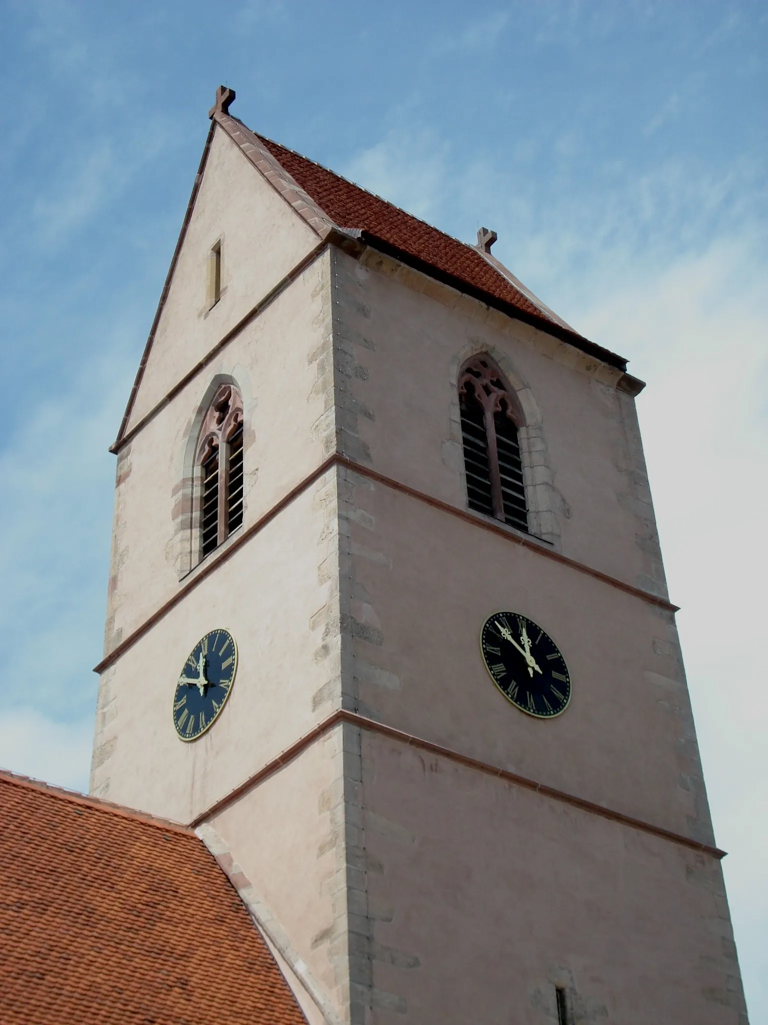 Photo showing: The bell tower of Church of Wattwiller