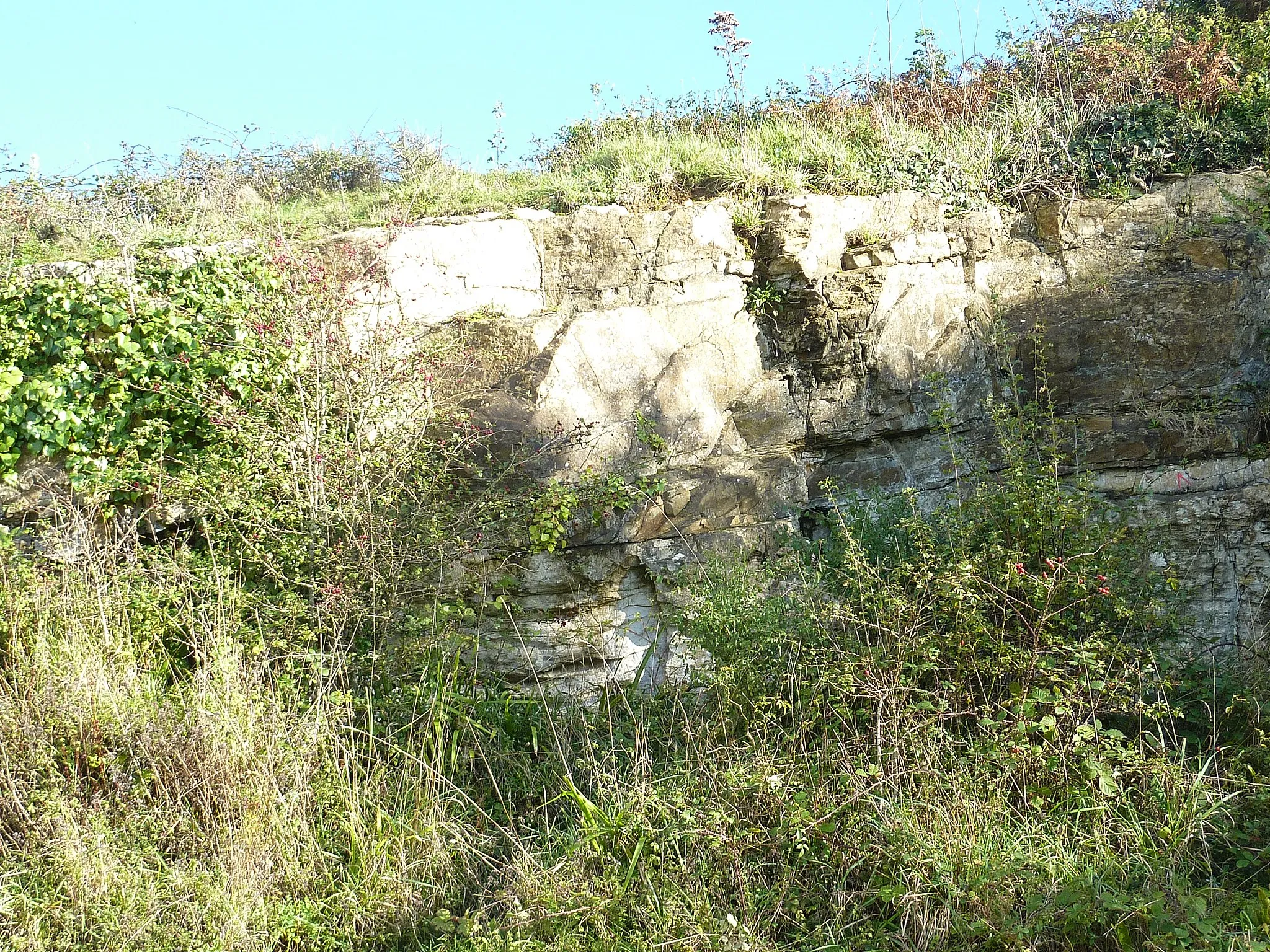 Photo showing: Crozon : le gisement de calcaire de Rozan, sur la rive gauche de l'Aber (qui a permis la construction du Four-à-chaux de Rozan)