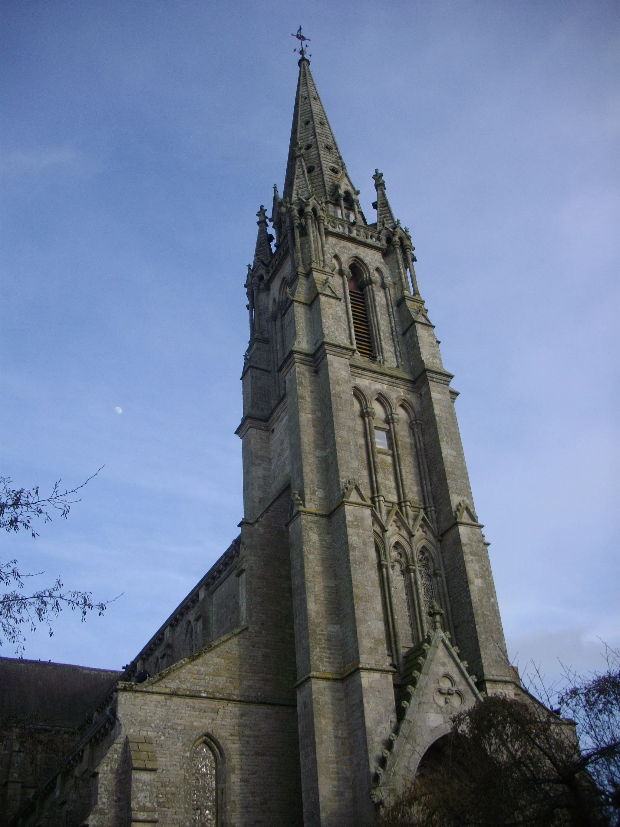 Photo showing: Bell tower of saint Alban church of Elven (Morbihan, France)