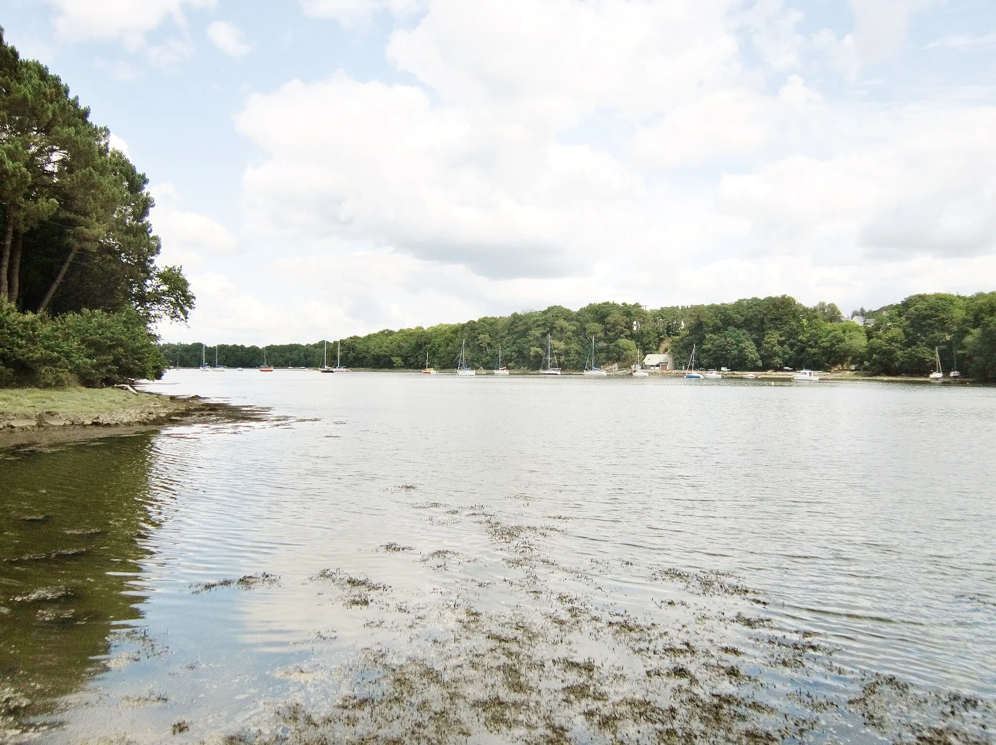 Photo showing: La ria du Blavet vue de la rive droite en amont du Pont du Bonhomme (à droite de la photographie la rive côté Kervignac, à gauche côté Lanester).