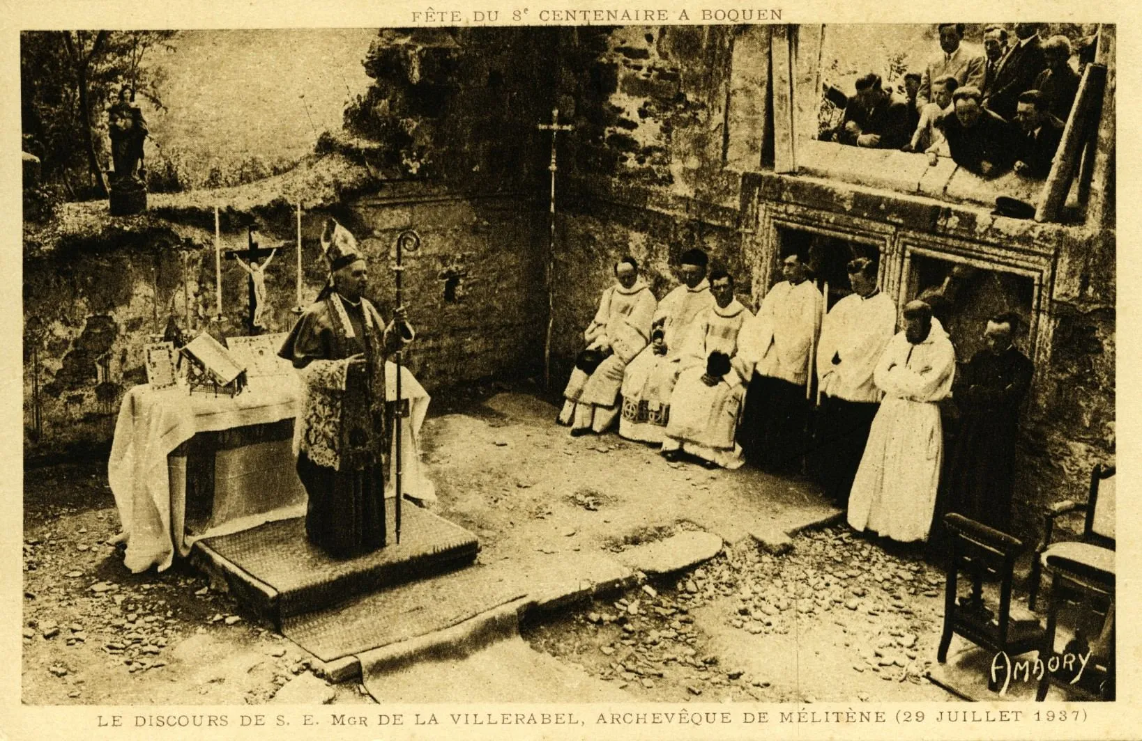 Photo showing: Fête du 8e Centenaire à Boquen. Le Discours de S. E. Mgr de La Villerabel, Archevêque de Mélitène (29 juillet 1937).