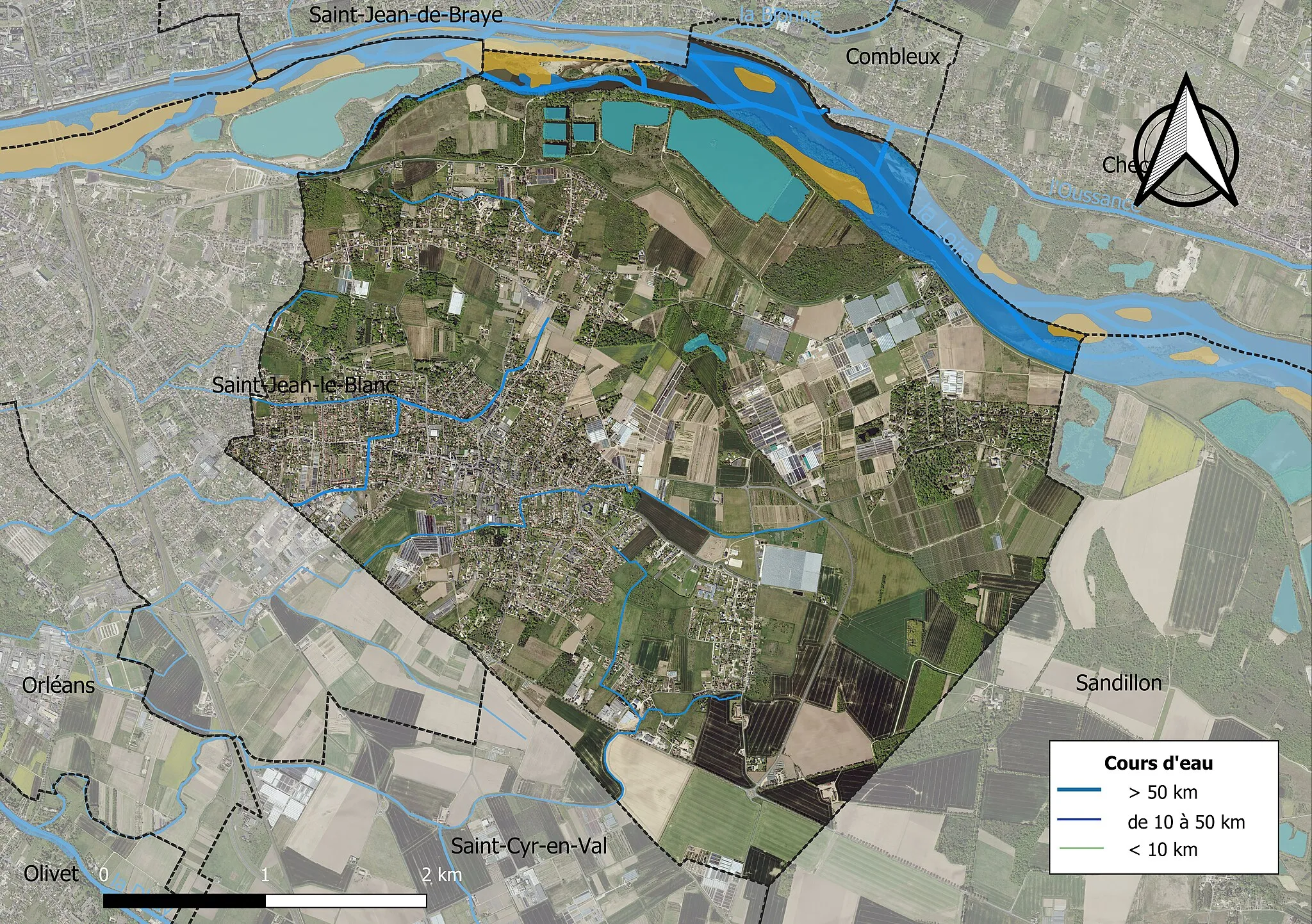 Photo showing: Carte orhophotogrammétrique de la commune de fr:Saint-Denis-en-Val (France).