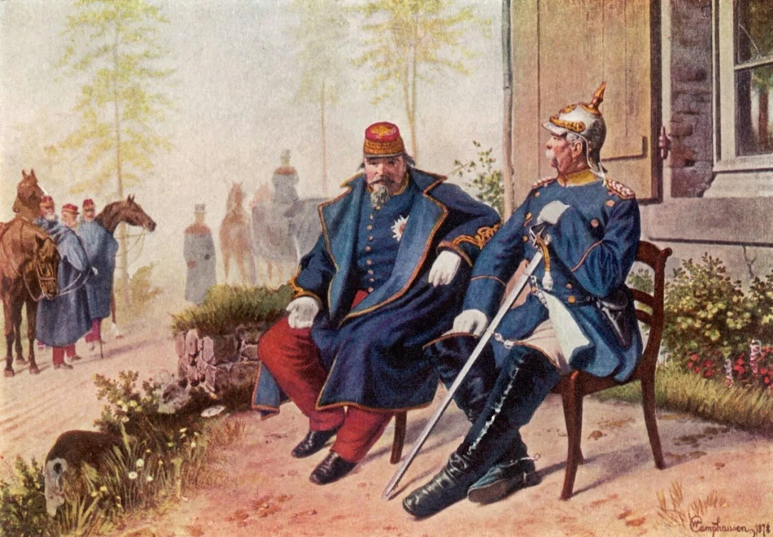 Photo showing: Otto von Bismarck and Napoleon III after the Battle of Sedan in 1870.