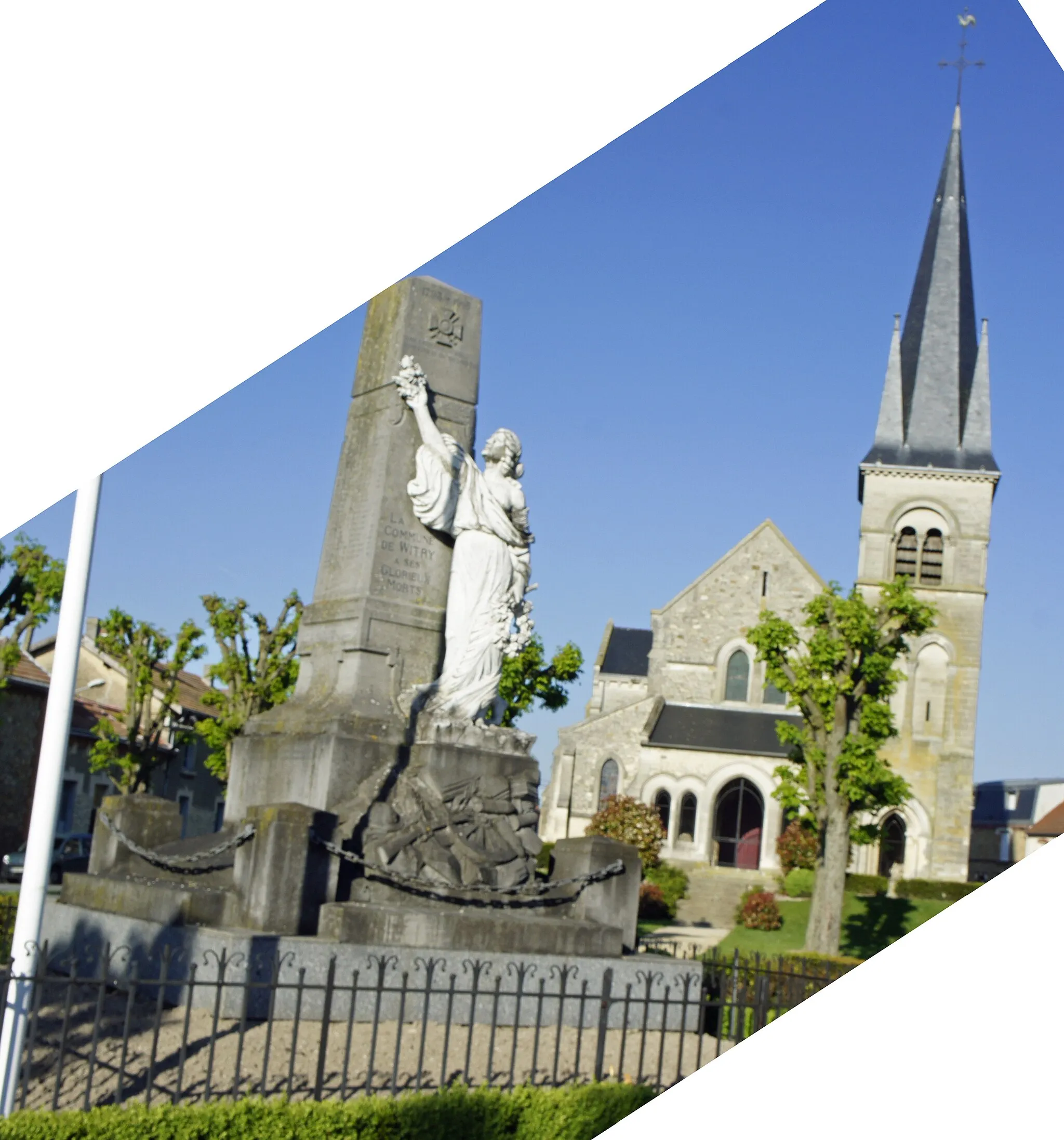 Photo showing: Monument aux morts et église à Witry.