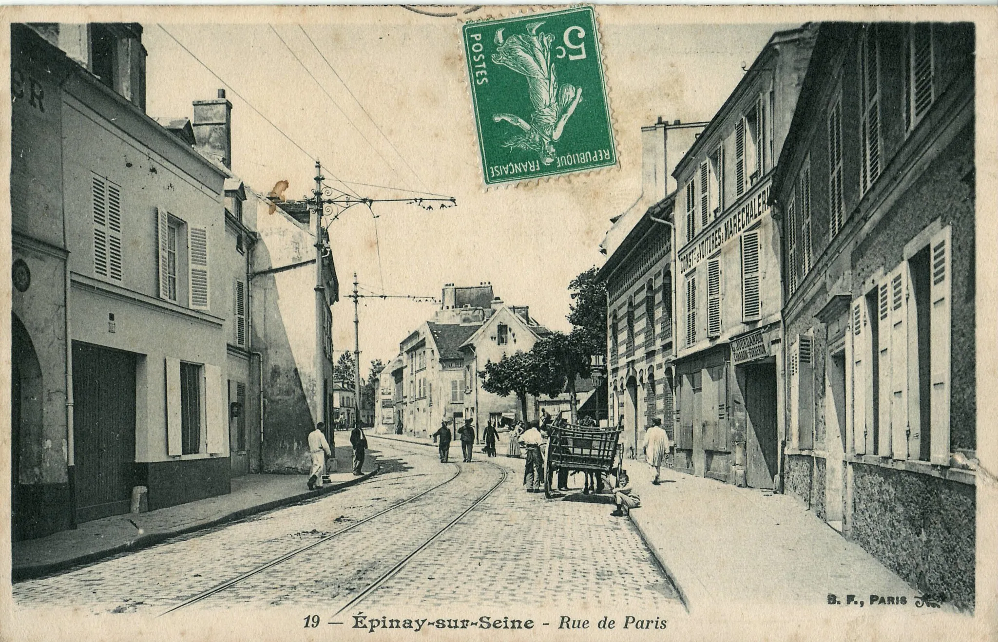 Photo showing: Carte postale ancienne éditée par BF à Parisn n°19  : ÉPINAY-SUR-SEINE - Rue de Paris