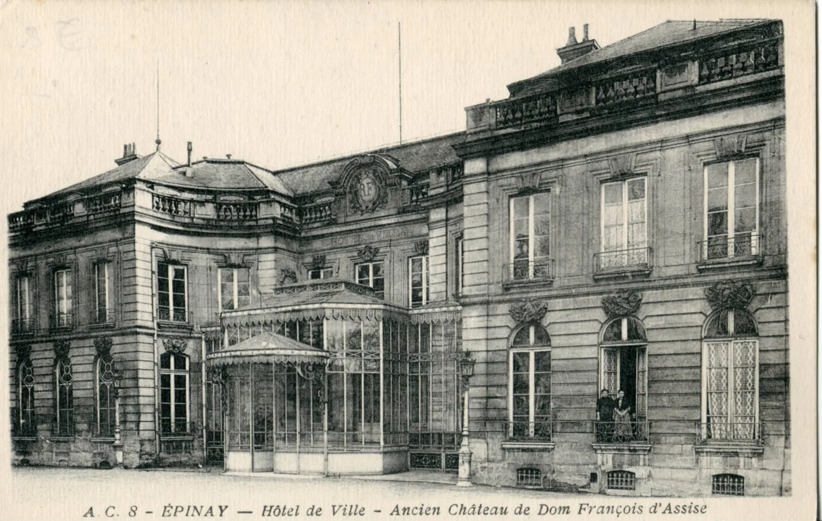 Photo showing: Carte postale ancienne éditée par Abeille N°AC8
ÉPINAY-SUR-SEINE : Hôtel de Ville - Ancien château de Dom François d'Assise