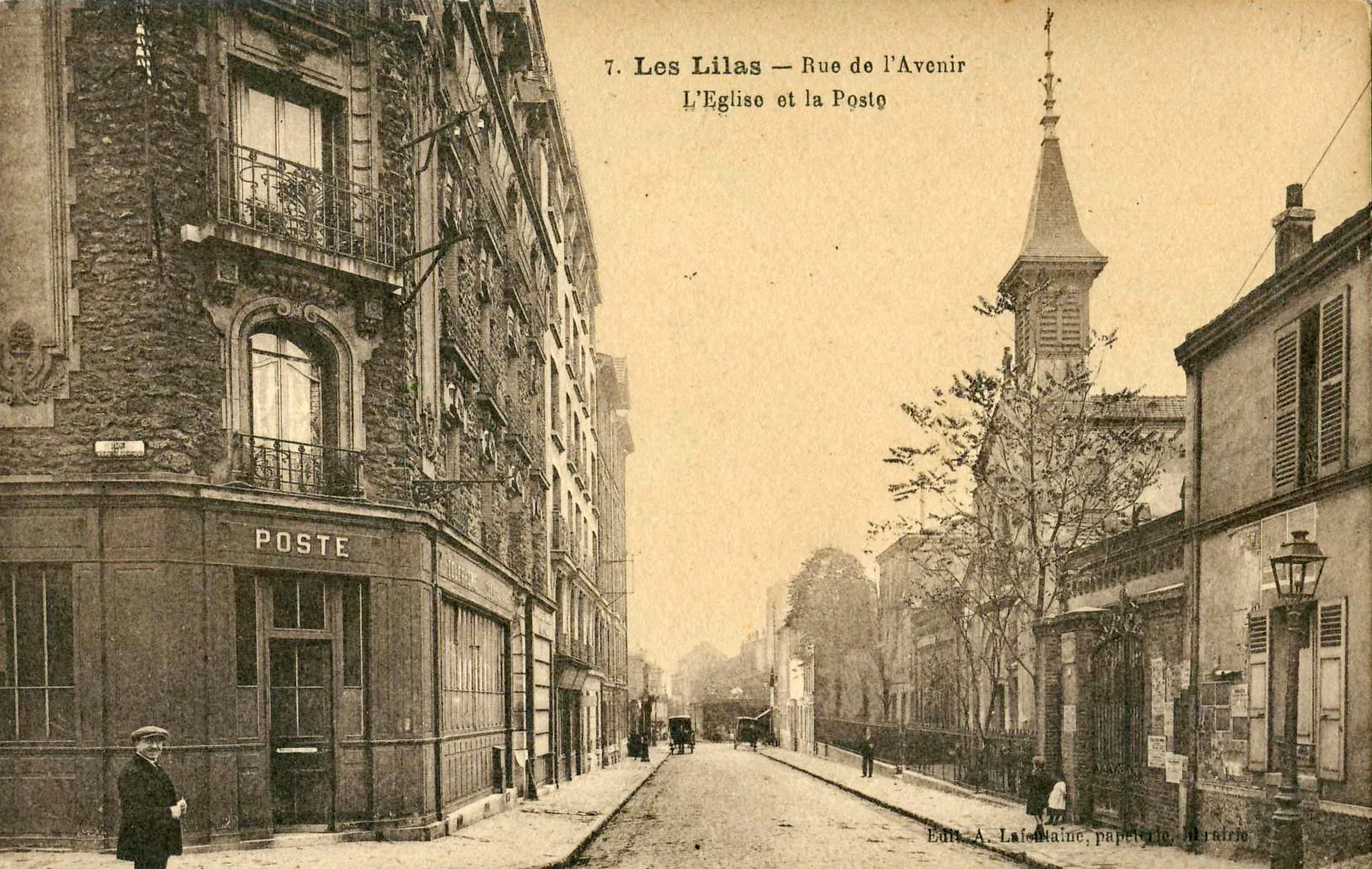 Photo showing: Carte postale ancienne éditée par A. Lafontaine, n°7 : LES LILAS - Rue de l'Avenir