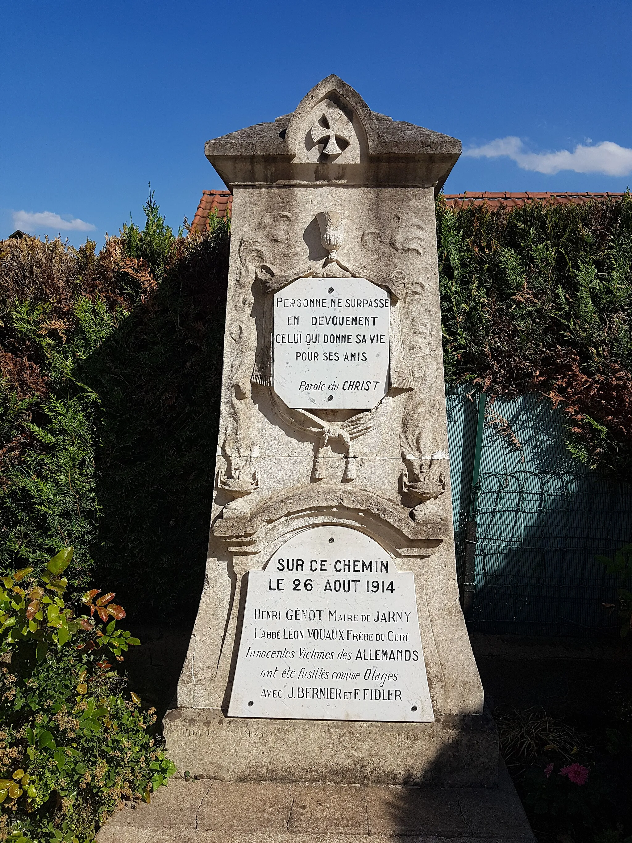 Photo showing: Monument aux fusillés du 26 août 1914 à Jarny (Meurthe-et-Moselle).