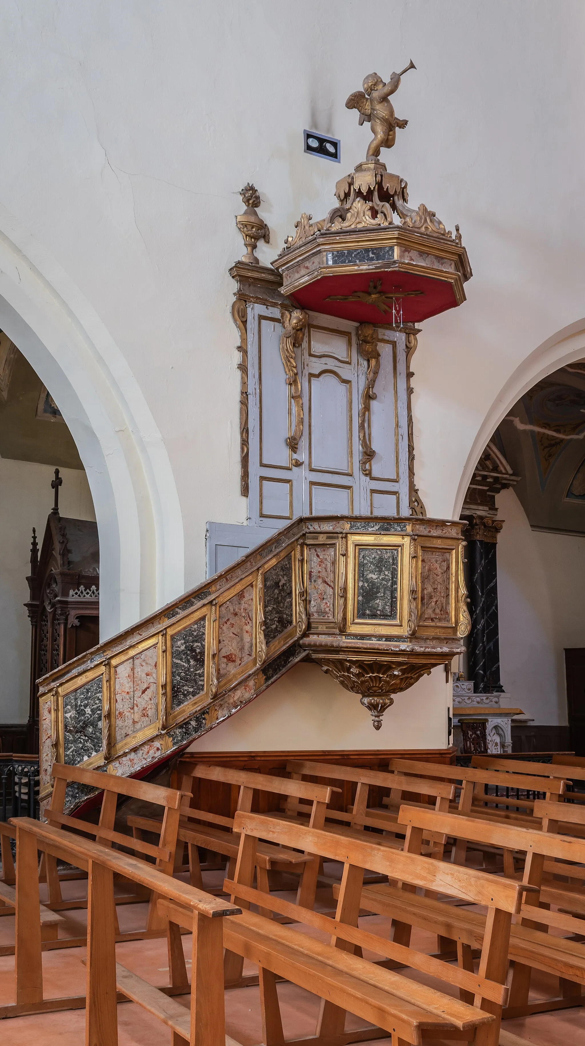 Photo showing: Pulpit in the Saint Giles church in Rieumes, Haute-Garonne, France