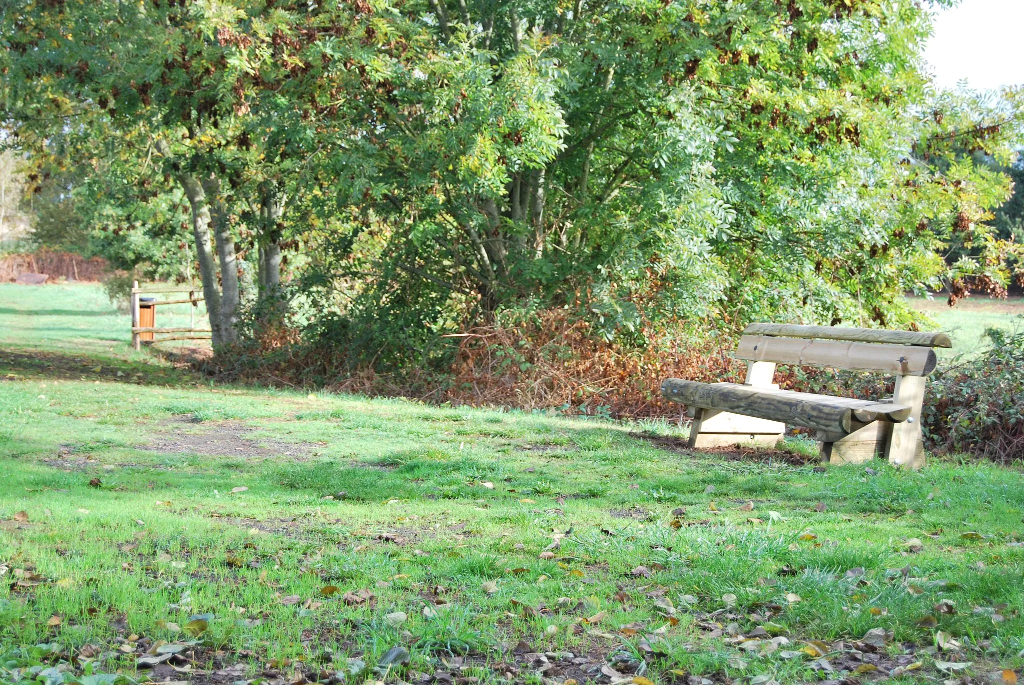 Photo showing: Bancs sur les bords de l'étang de La Rivière de Saint-Georges-du-Bois dans le département français de la Sarthe, en octobre 2009.