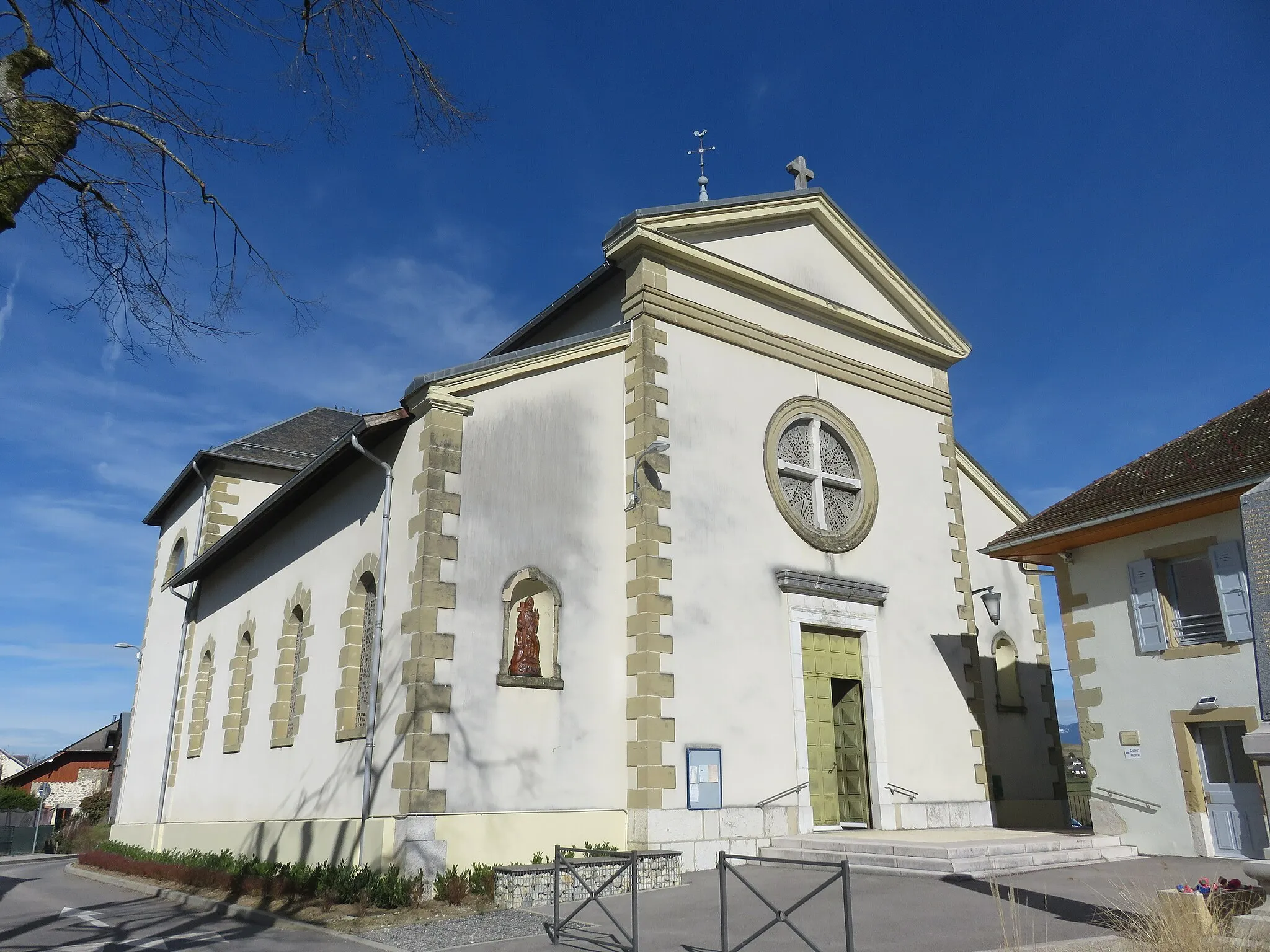 Photo showing: L’église Saint-Maurice (Marcellaz-Albanais, France) le 23 février 2020.