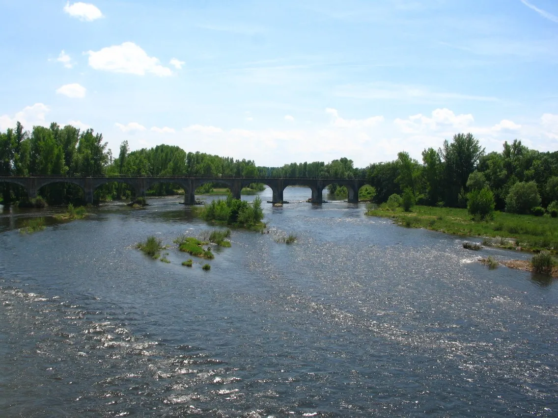 Photo showing: Loire à Montrond les Bains. Aisément accessible au coeur de la plaine du Forez, la station thermale de 5 500 hab. comprend, entre autre patrimoine, l’ancien viaduc ferroviaire de Cerizet, converti en voie verte.
Livré en 1875 pour l’ouverture de la ligne Lyon Saint-Paul à Montbrison, cet ouvrage de 420 m et 20 arches, relie Boisset en rive gauche.
Le trafic a cessé au début des années 1970 après presque un siècle d’exploitation, hormis sur 2 sections: la desserte des carrières à granulats de Bellegarde et, dans sa partie terminale, le segment depuis Sain Bel-l’Arbresle. Intégralement reconstruit, c’est aujourd’hui une branche du tram-train de l’ouest lyonnais.

L’investissement en faveur du tourisme, en droite ligne du centre de congrès « Les Foréziales », la reconfiguration des ruines du château féodal, XIVe s. ainsi, qu’à titre plus anecdotique, le nouveau casino, marque un regain de dynamisme de la ville.