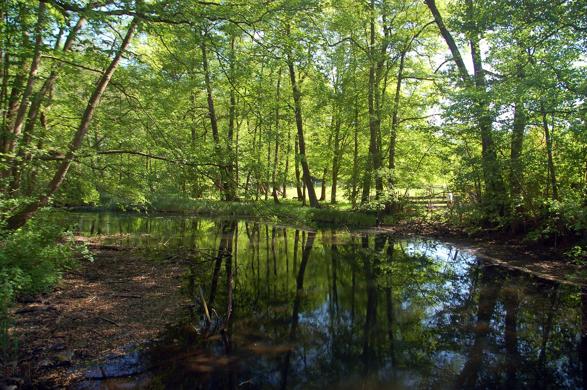 Photo showing: Fahrradtour auf dem Radfernweg Berlin–Usedom The little river Finow near the water mill "Wehrmühle" in

Biesenthal, Germany