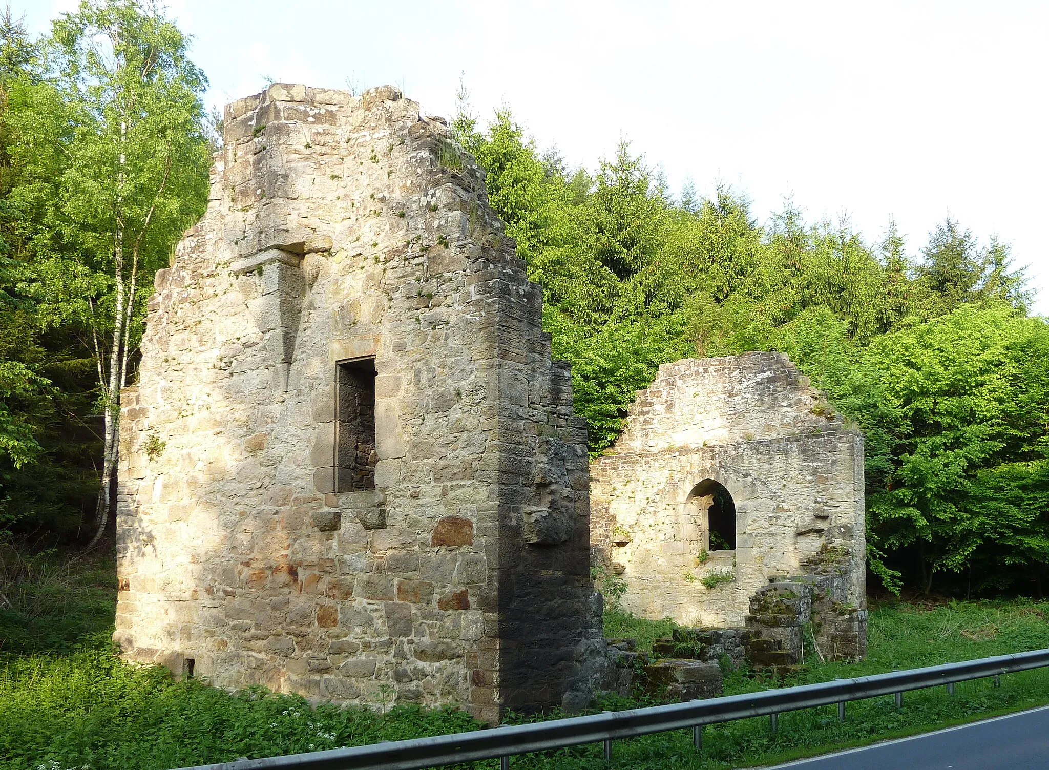 Photo showing: Ruine der spätgotischen Kapelle St. Maria der Wüstung Reynhardeshagen an der Landstraße 554 westlich von Adelebsen, Niedersachsen. Auch als „Alte Kirche Reinshagen“ bezeichnet. Schriftliche Ersterwähnung 1445