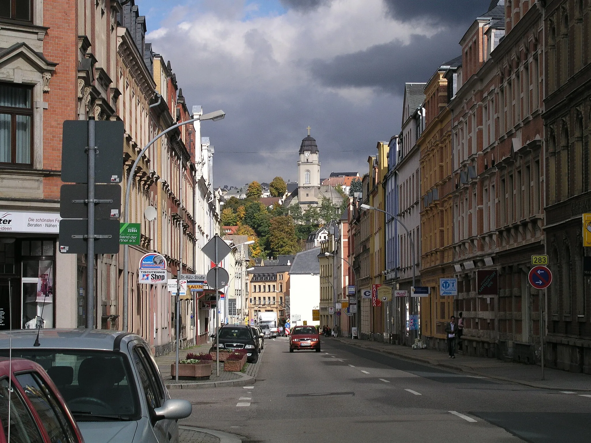 Photo showing: Wettinerstraße mit Blick auf Friedenskirche