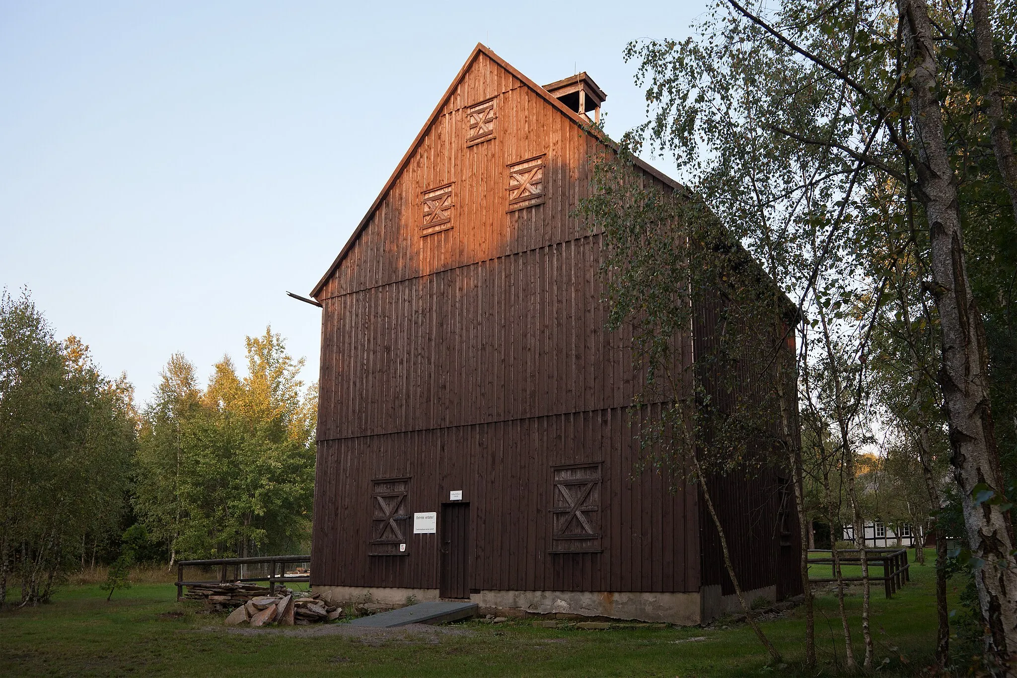 Photo showing: Halsbrücke, former mining region, building at the ventilation shaft No. 7 of the Rothschönberger Stolln