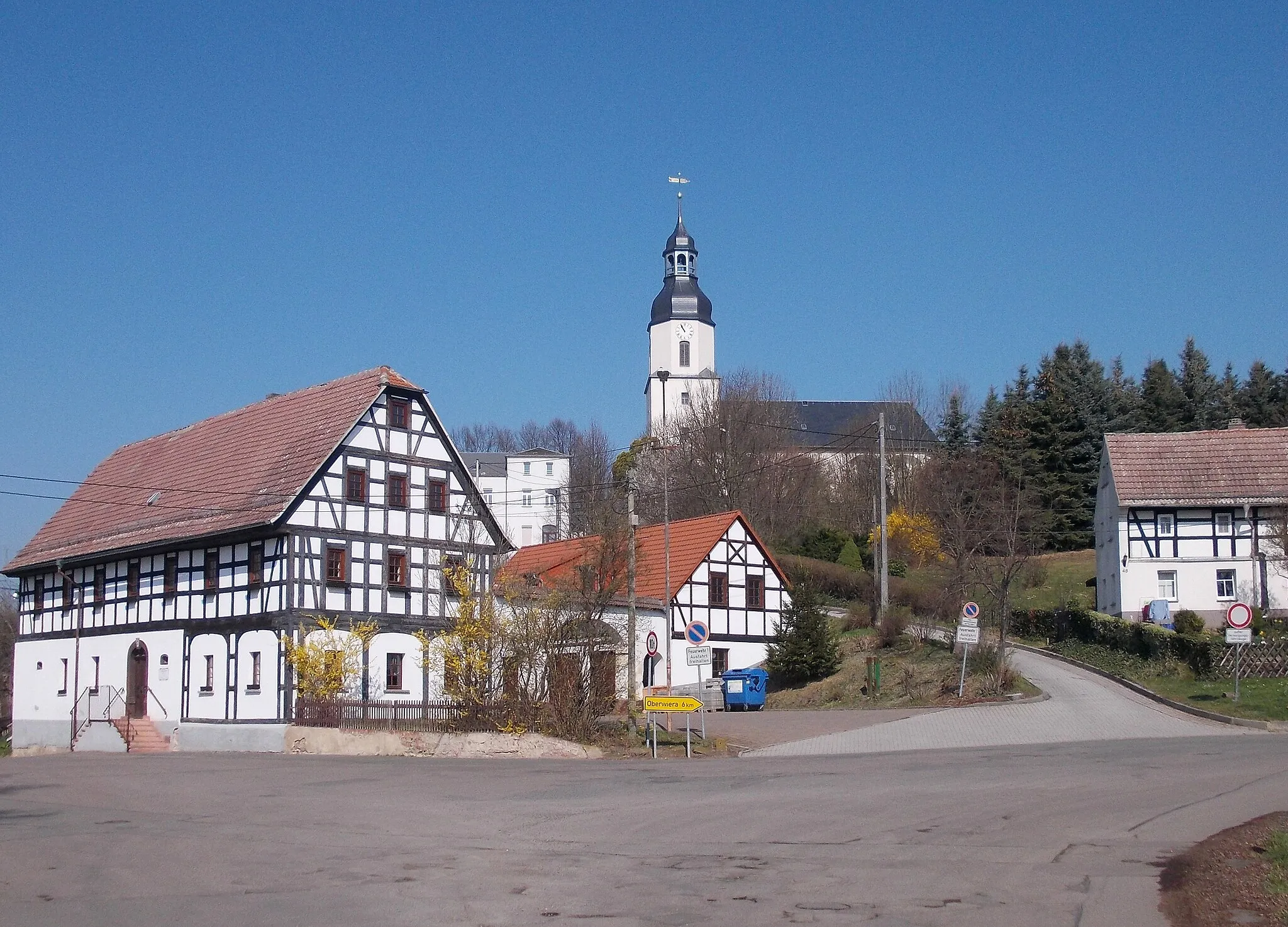 Photo showing: Northern part of Schönberg (Zwickau district, Saxony) with the church