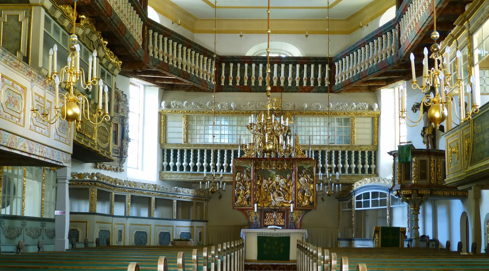 Photo showing: Interior of the St John Church, Scheibenberg, Erzgebirg District, Saxony.