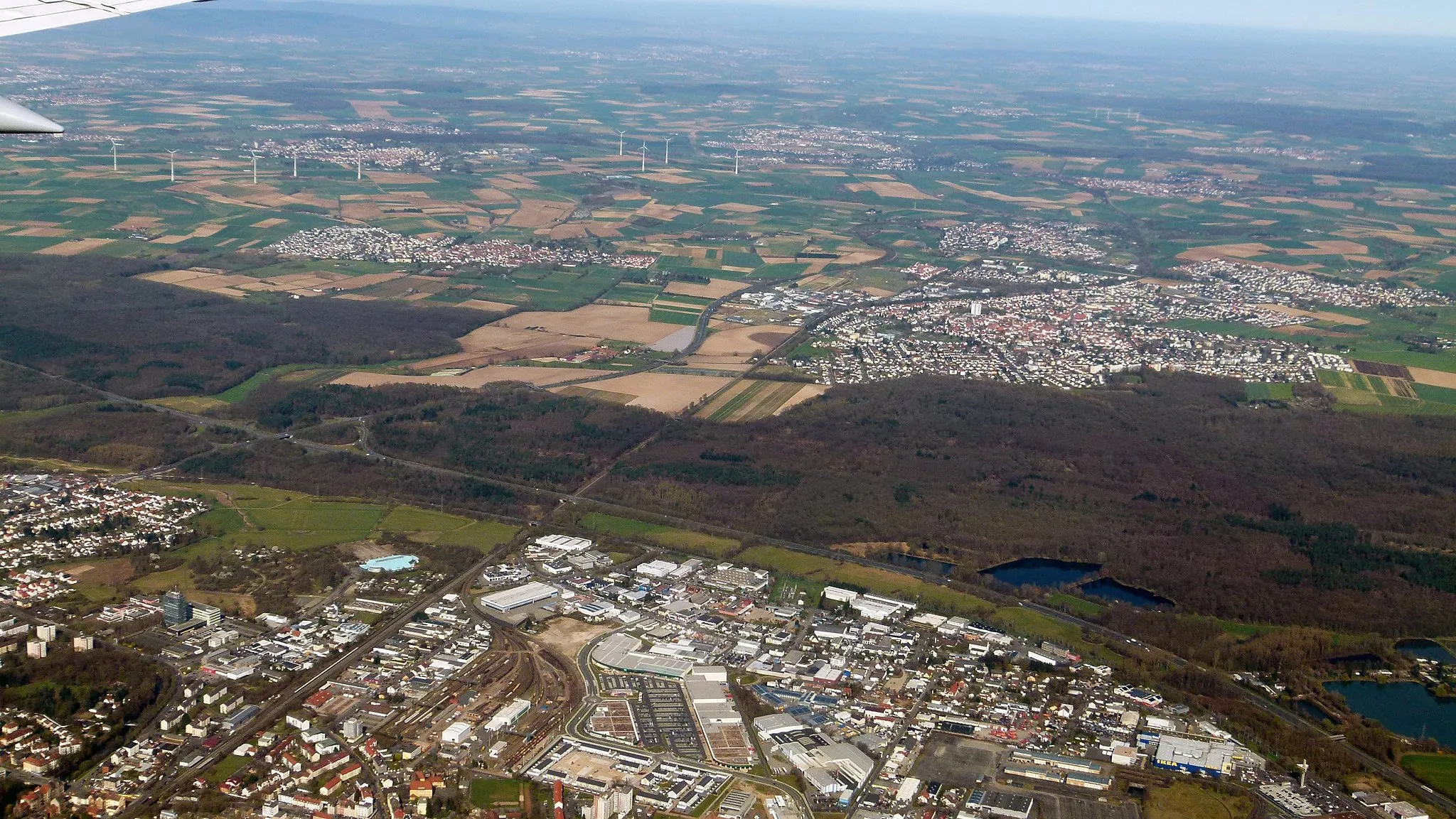 Photo showing: Luftbild von Hanau, Bruchköbel, Mittelbuchen