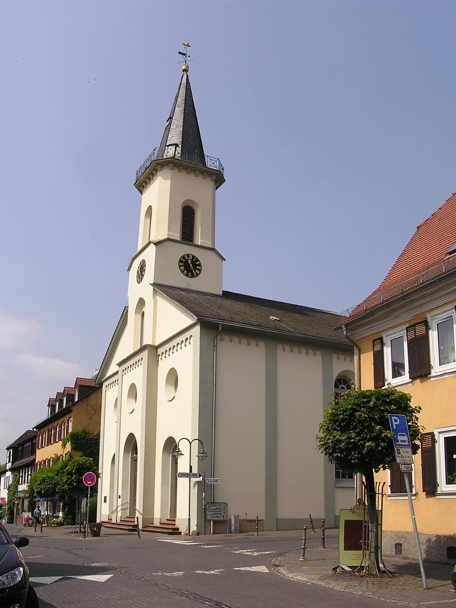 Photo showing: Protestant church in the Hugenottenstraße in Friedrichsdorf