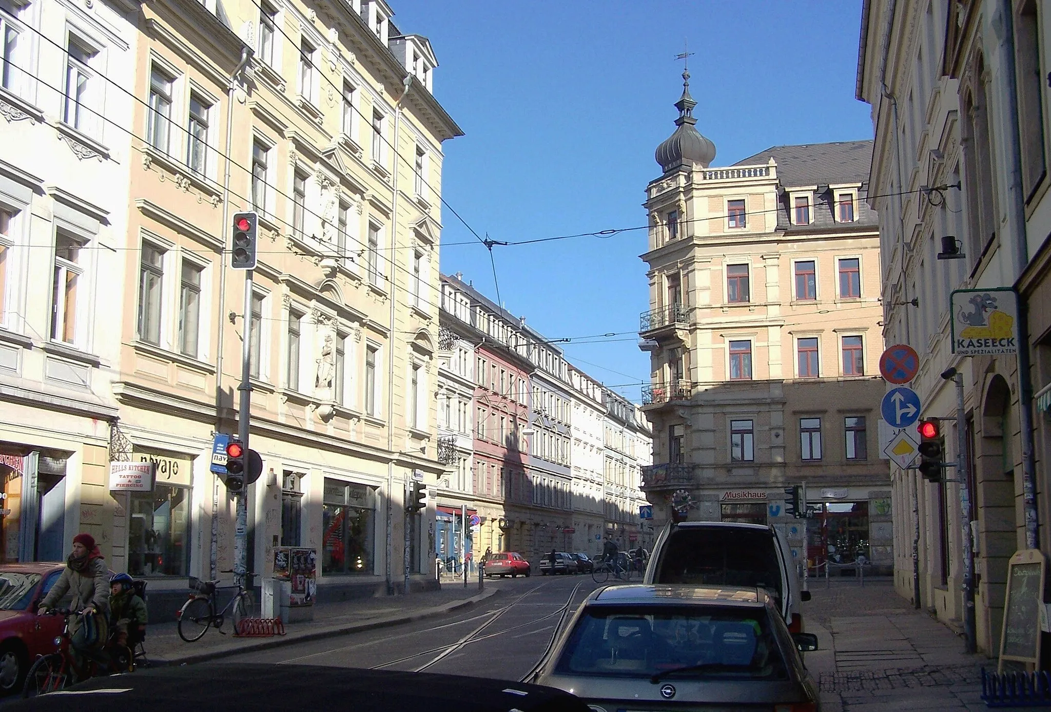 Photo showing: Intersection of Rothenburger Straße and Louisenstraße (“Assi-Eck”) in Äußere Neustadt, Dresden, Germany