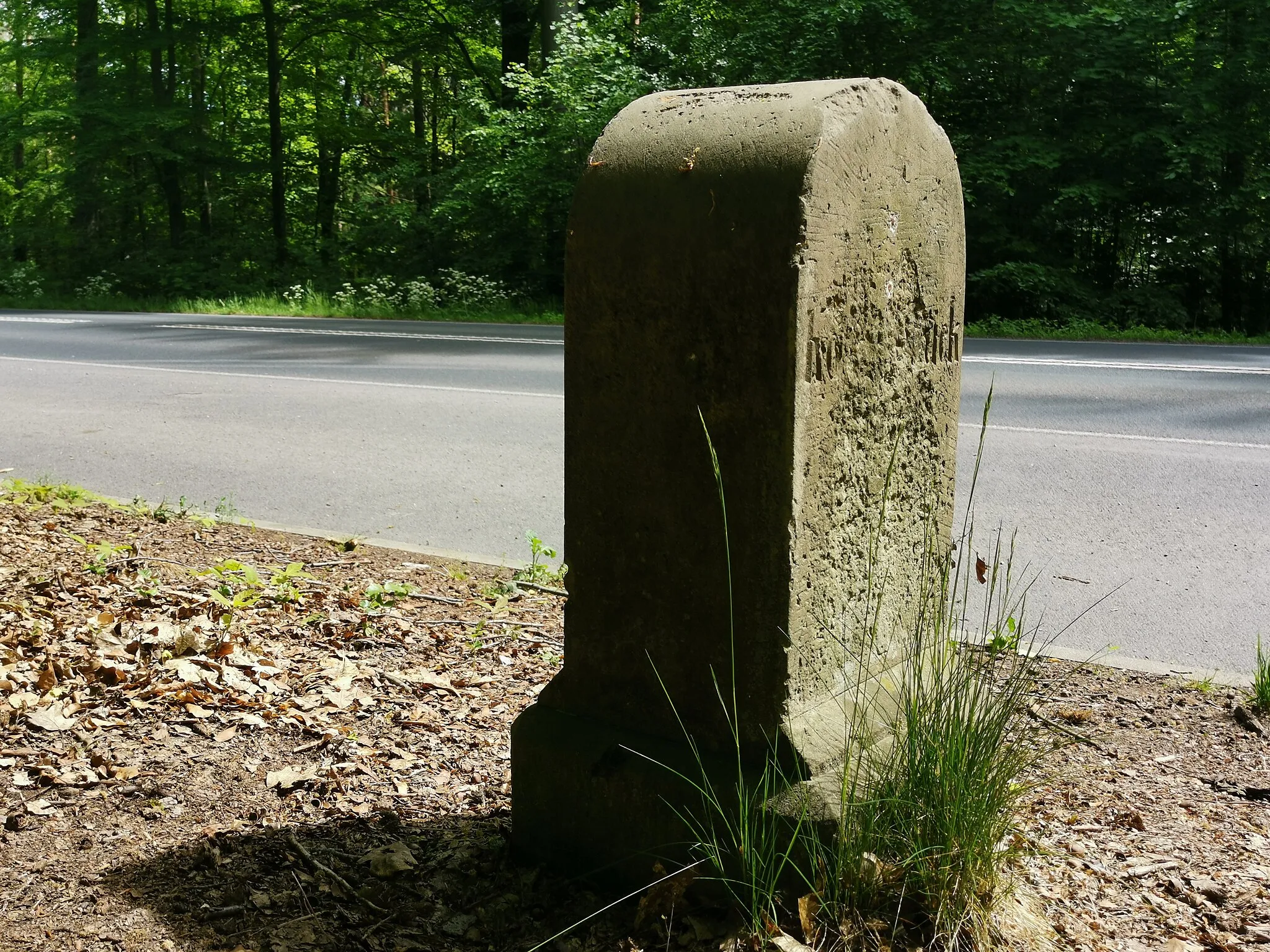 Photo showing: Meilenstein an der B97 in der Laußnitzer Heide