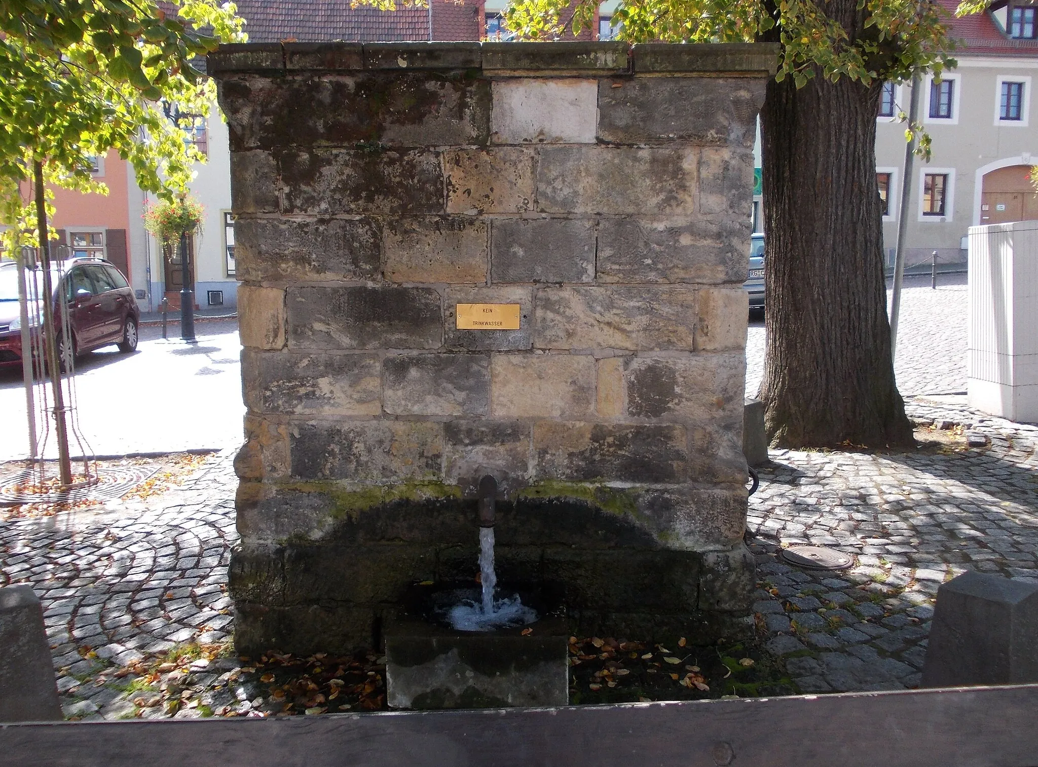 Photo showing: Market fountain in Strehla (Meissen district, Saxony)