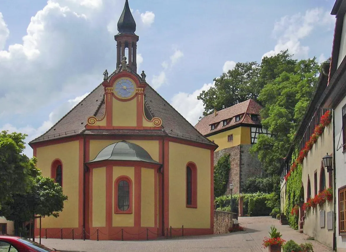 Photo showing: Church and castle in Mahlberg, Germany