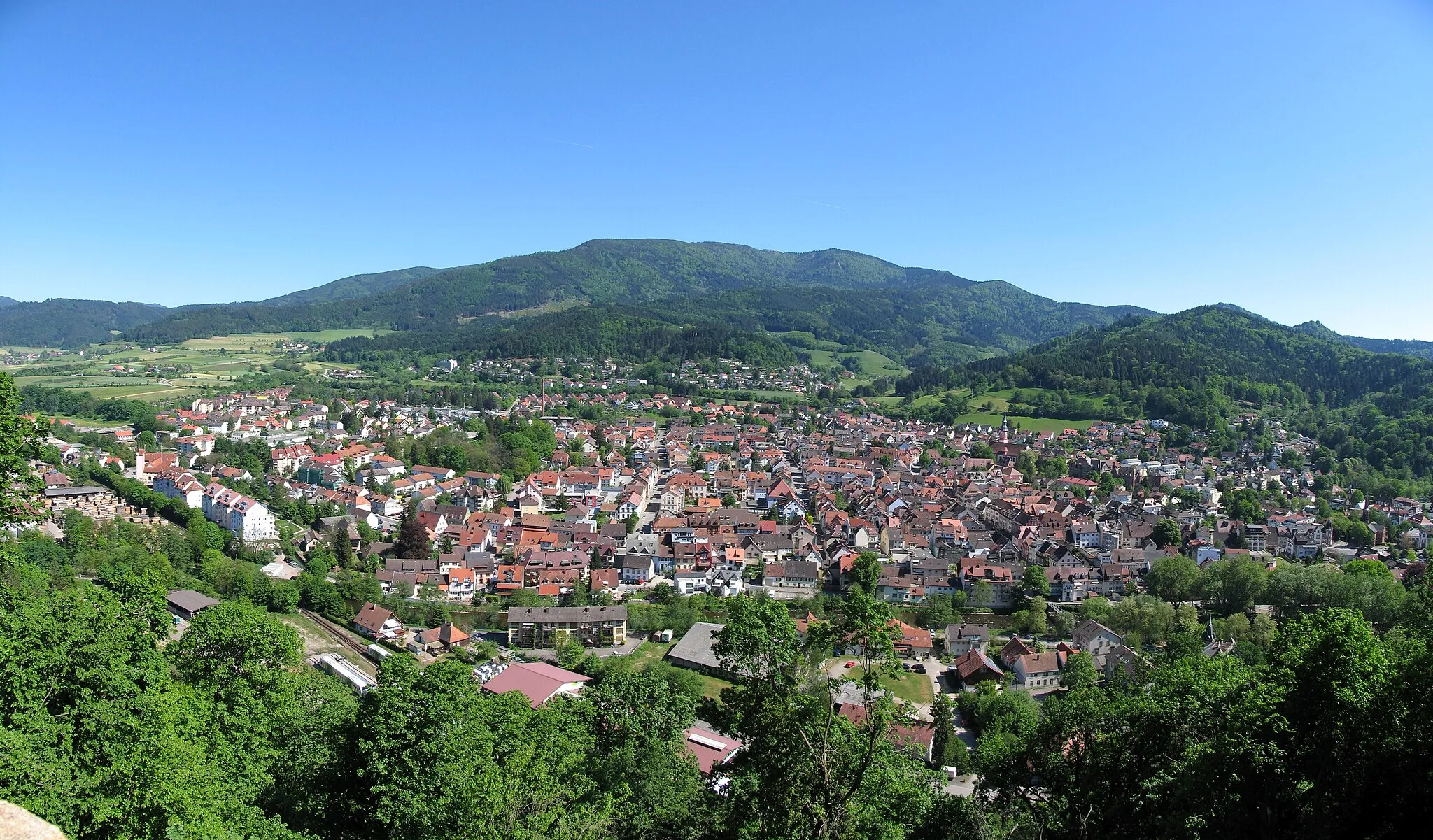 Photo showing: Panoramic view of Waldkich (Breisgau), with the Kandel Mountain in the background