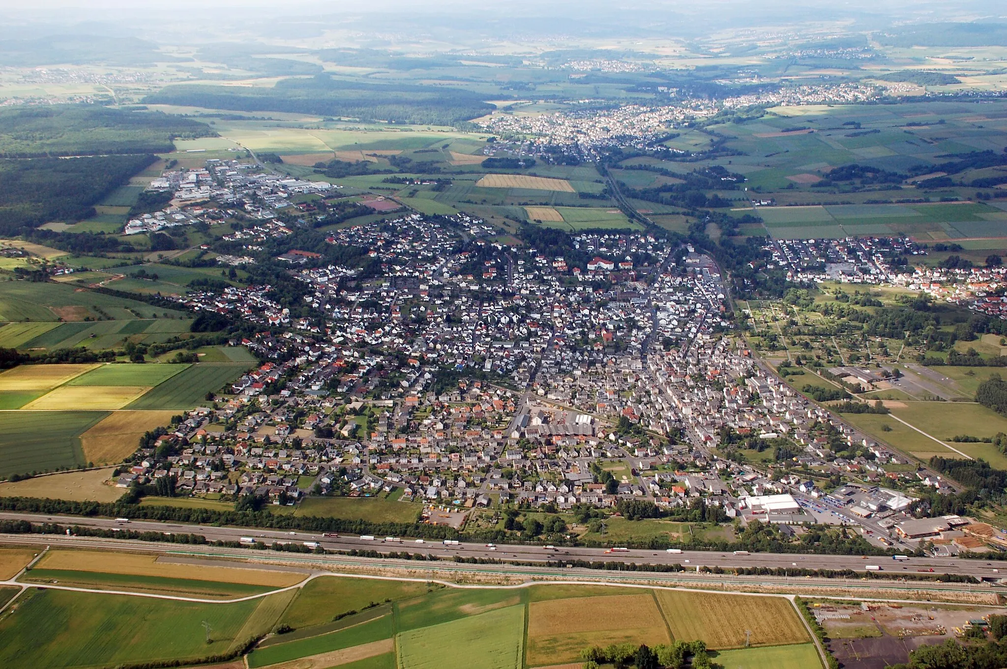 Photo showing: Aerial photograph of Elz, Hesse, Germany
